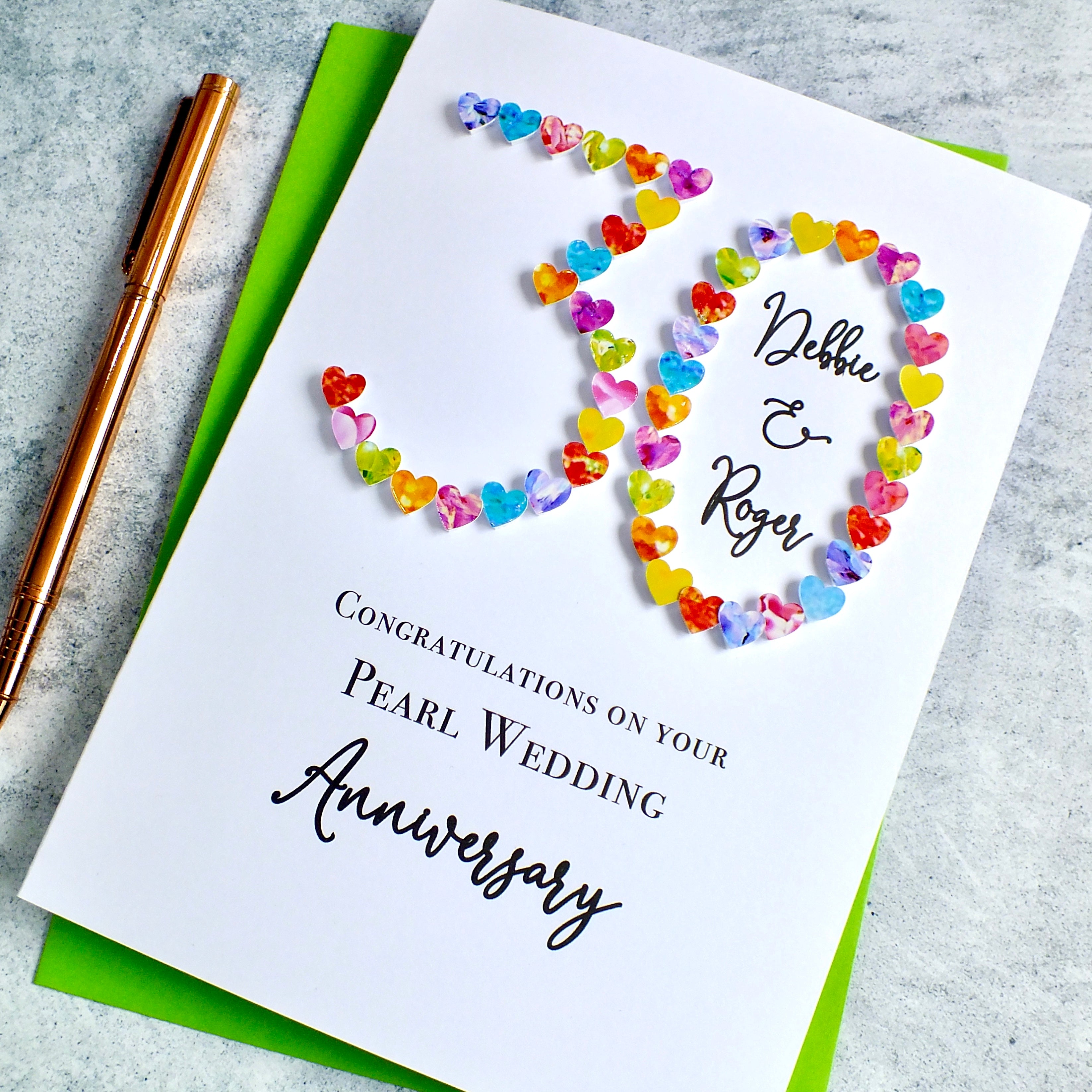 30th Wedding Anniversary Card - Pearl Anniversary, Personalised
