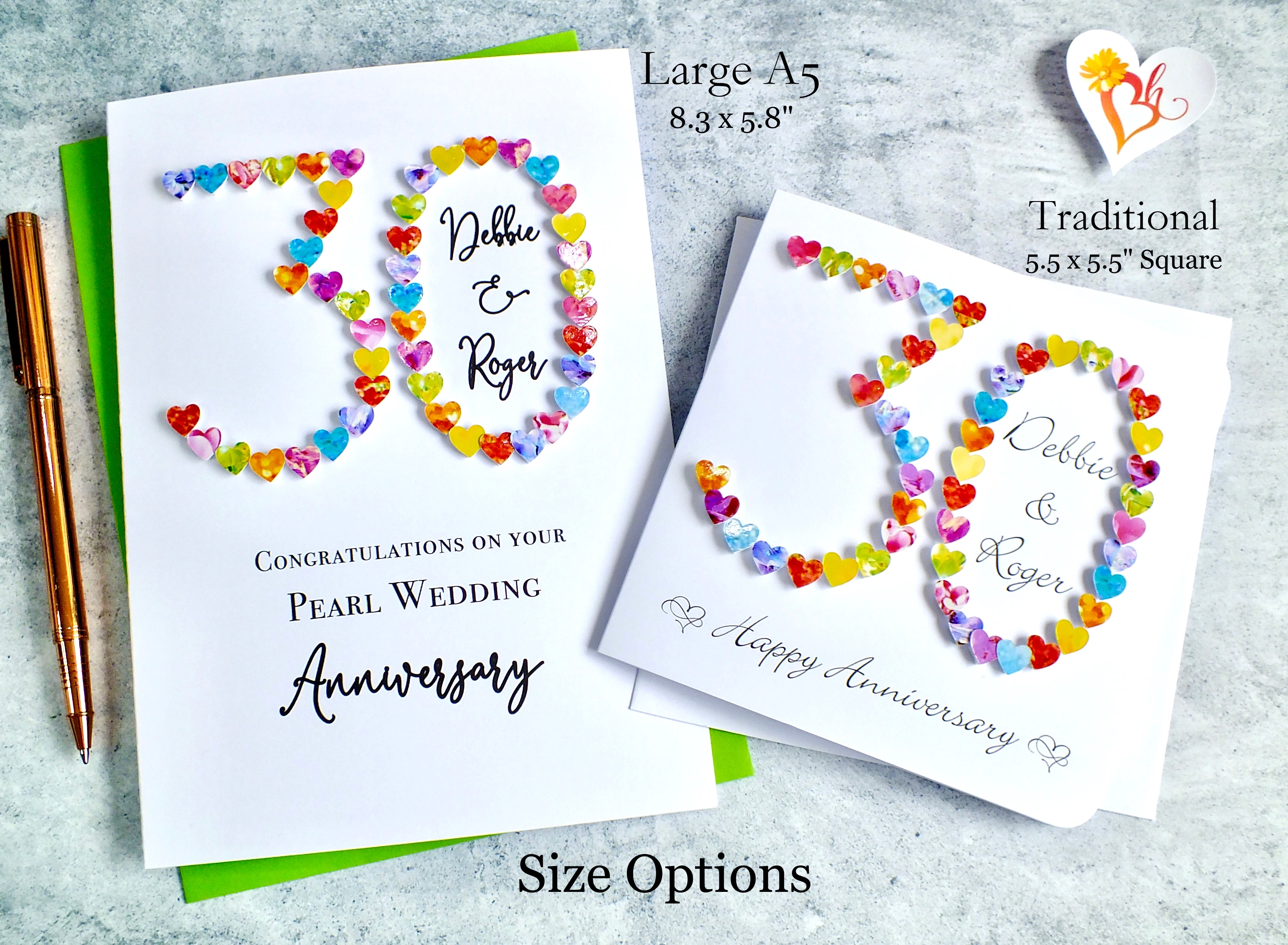 30th Wedding Anniversary Card - Pearl Anniversary, Personalised