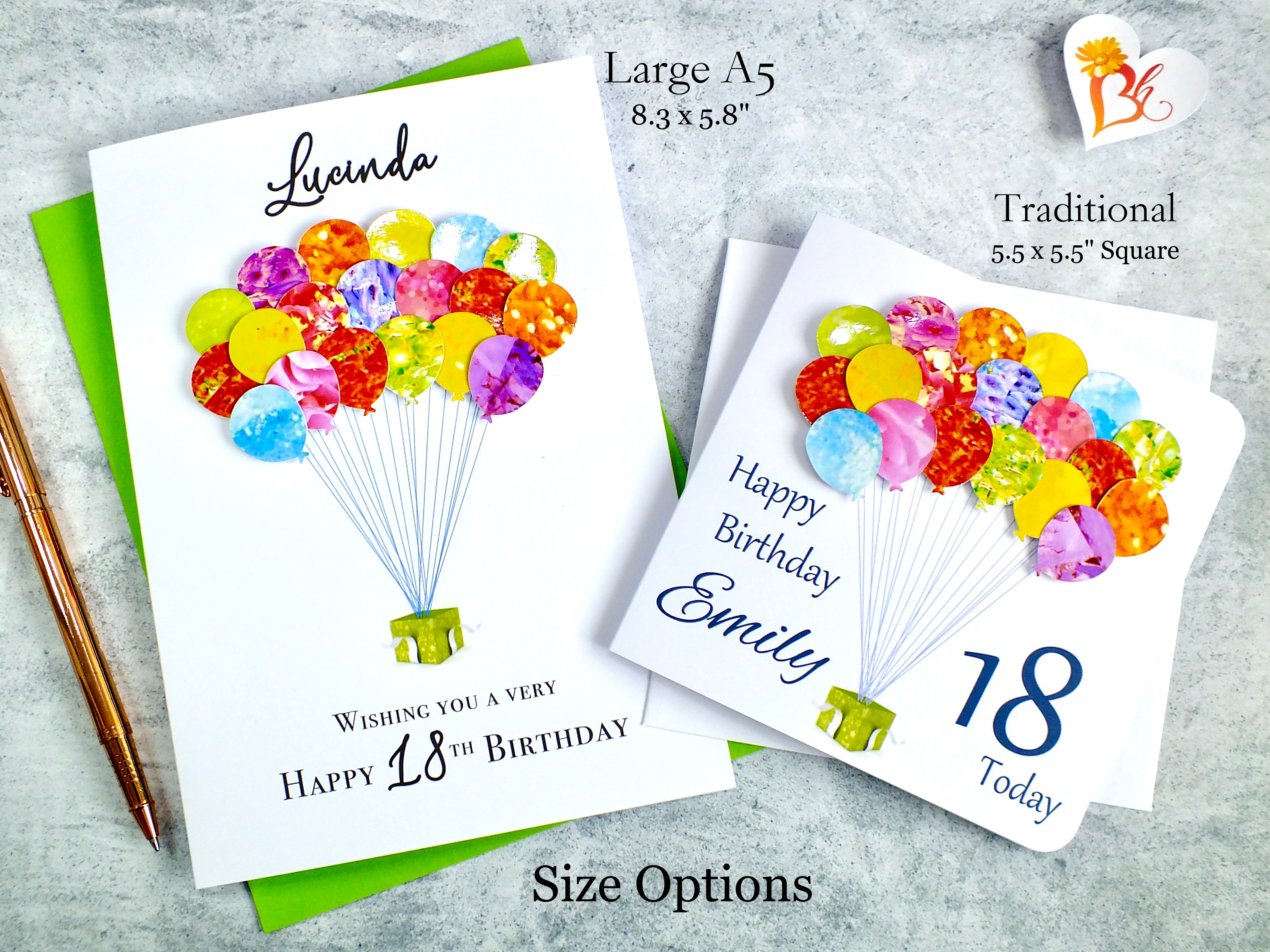 18th Birthday Card - Balloons, Personalised