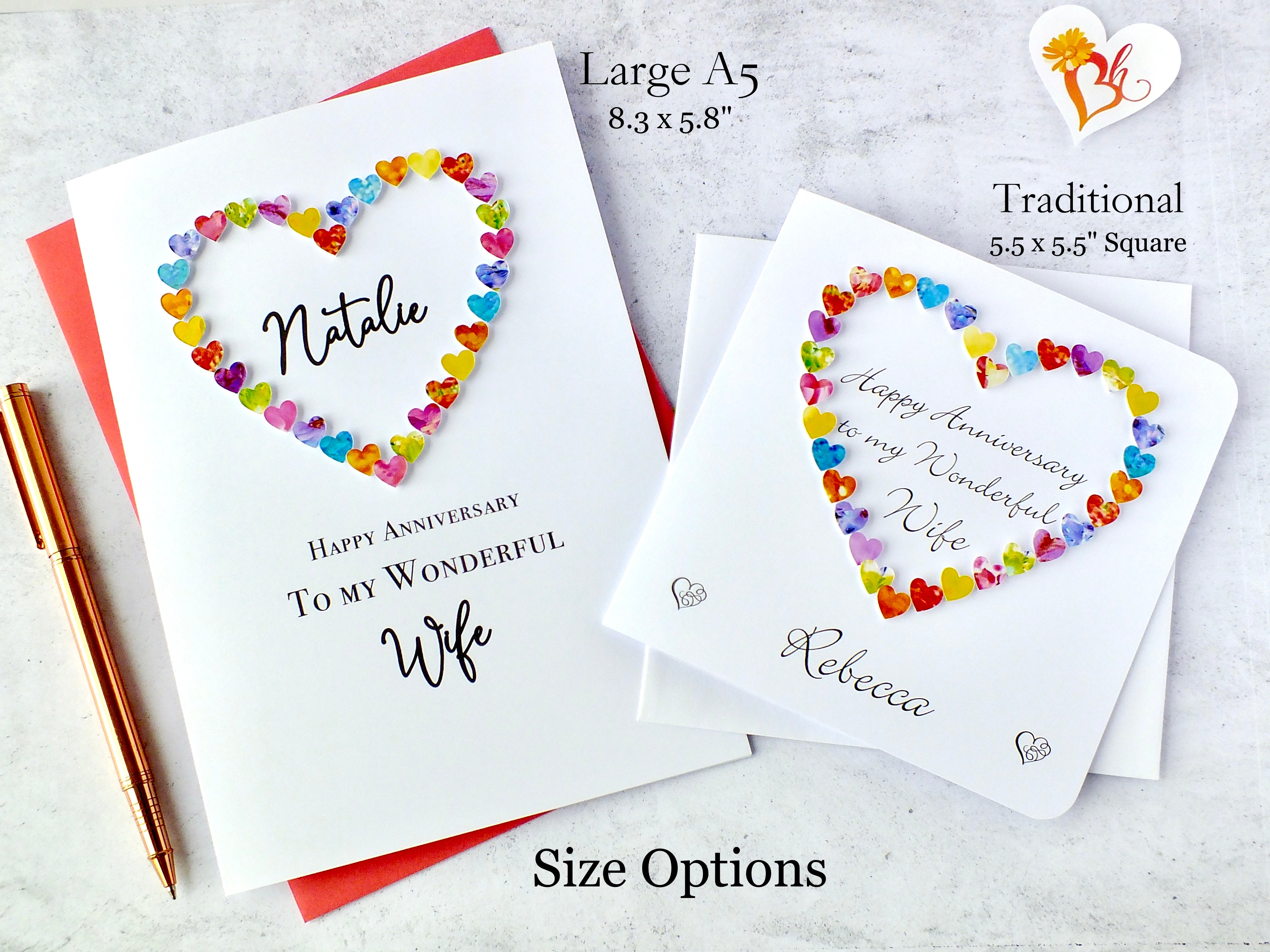 Wedding Anniversary Card for Wife - Multi Hearts