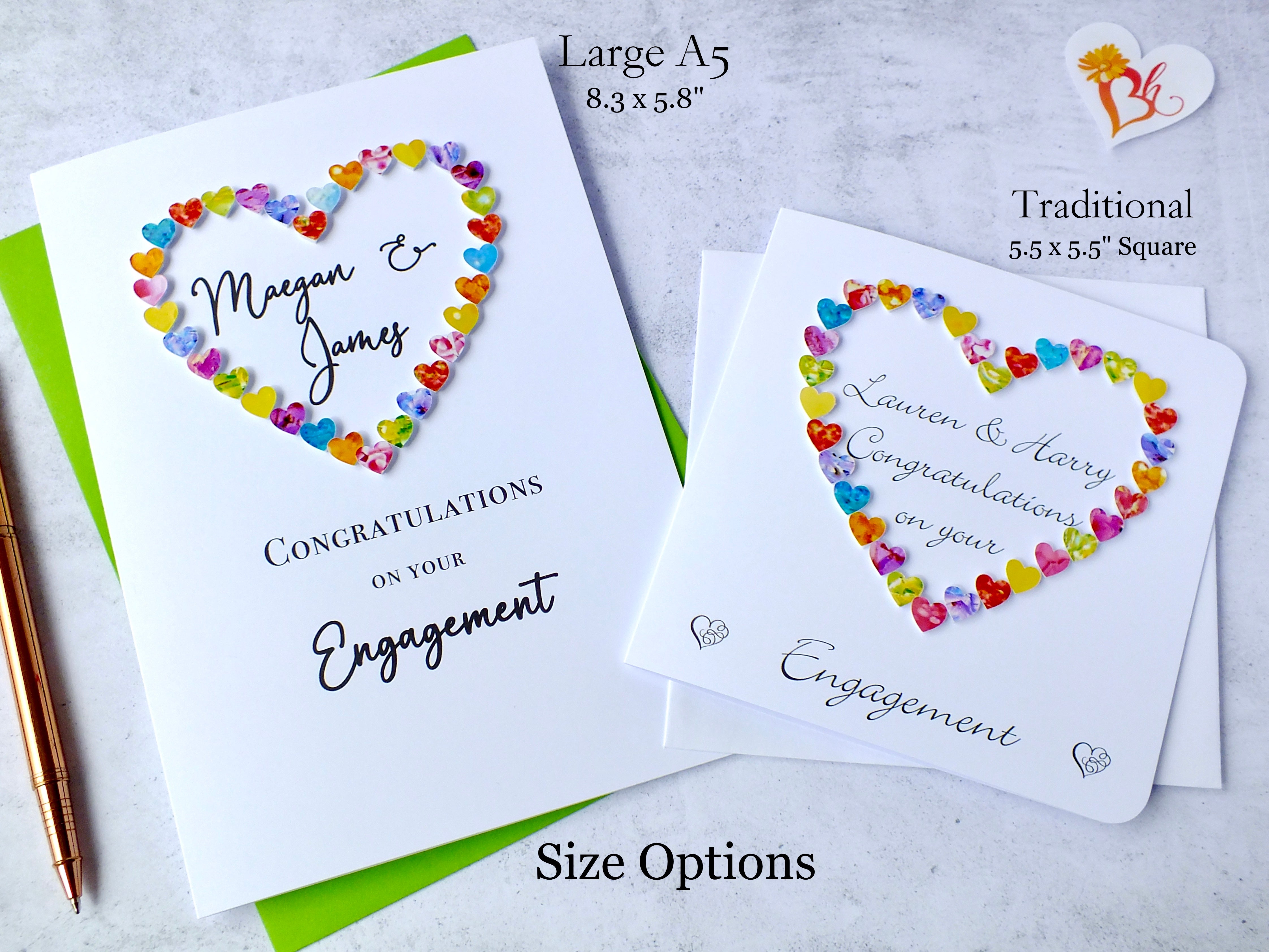 On Your Engagement Card - Personalised Hearts