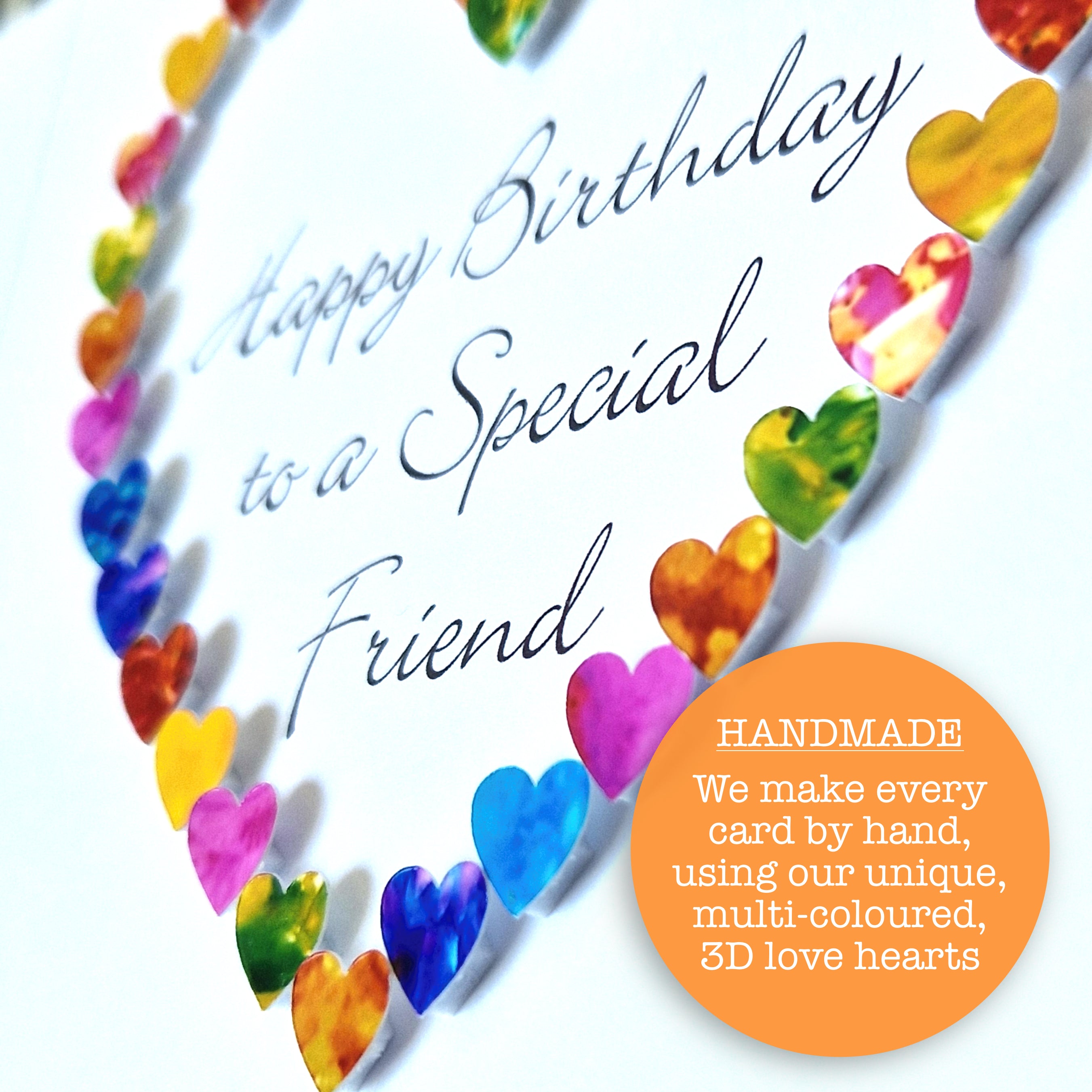 Special Friend Birthday Card - Multi Coloured Hearts
