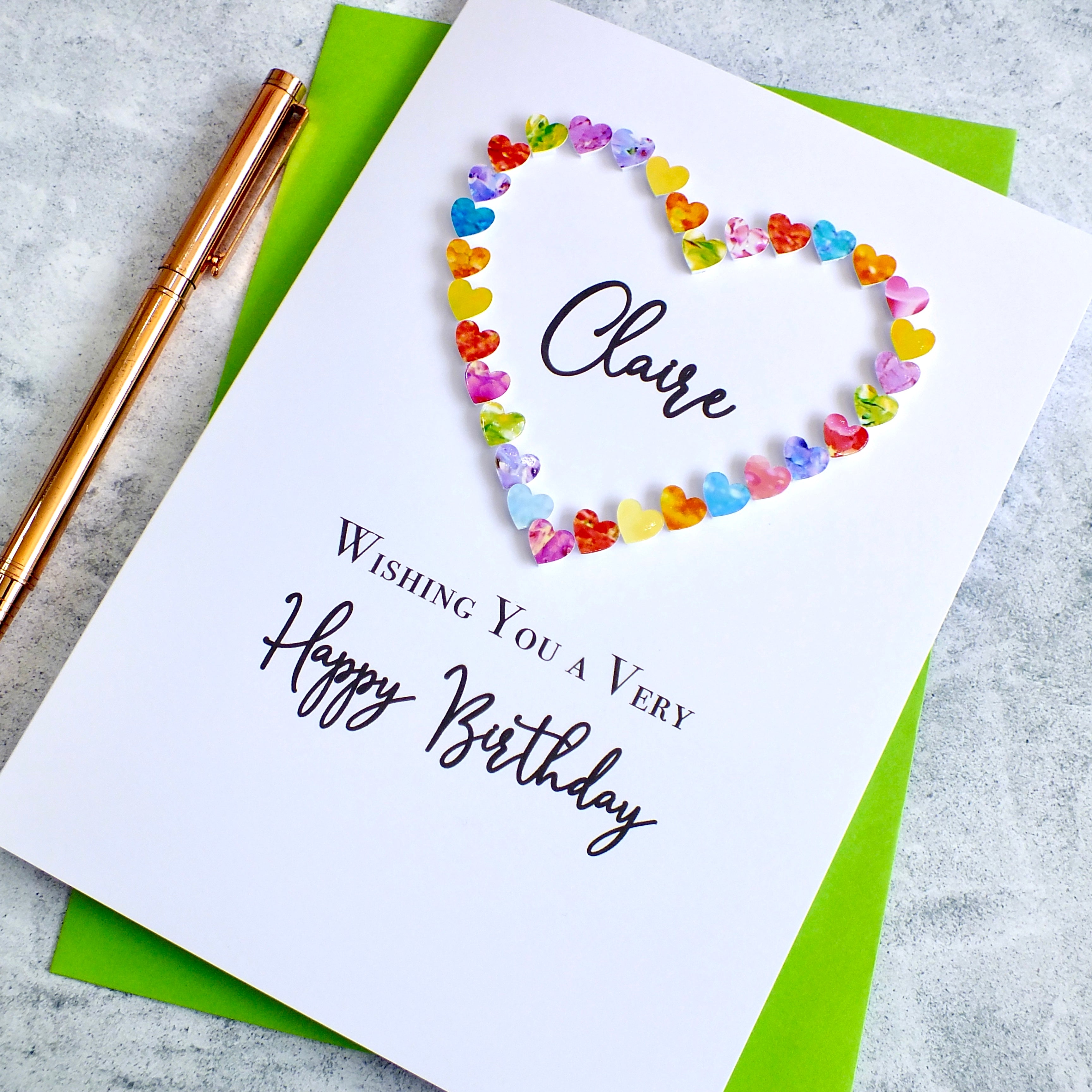 Personalised Birthday Card - Hearts