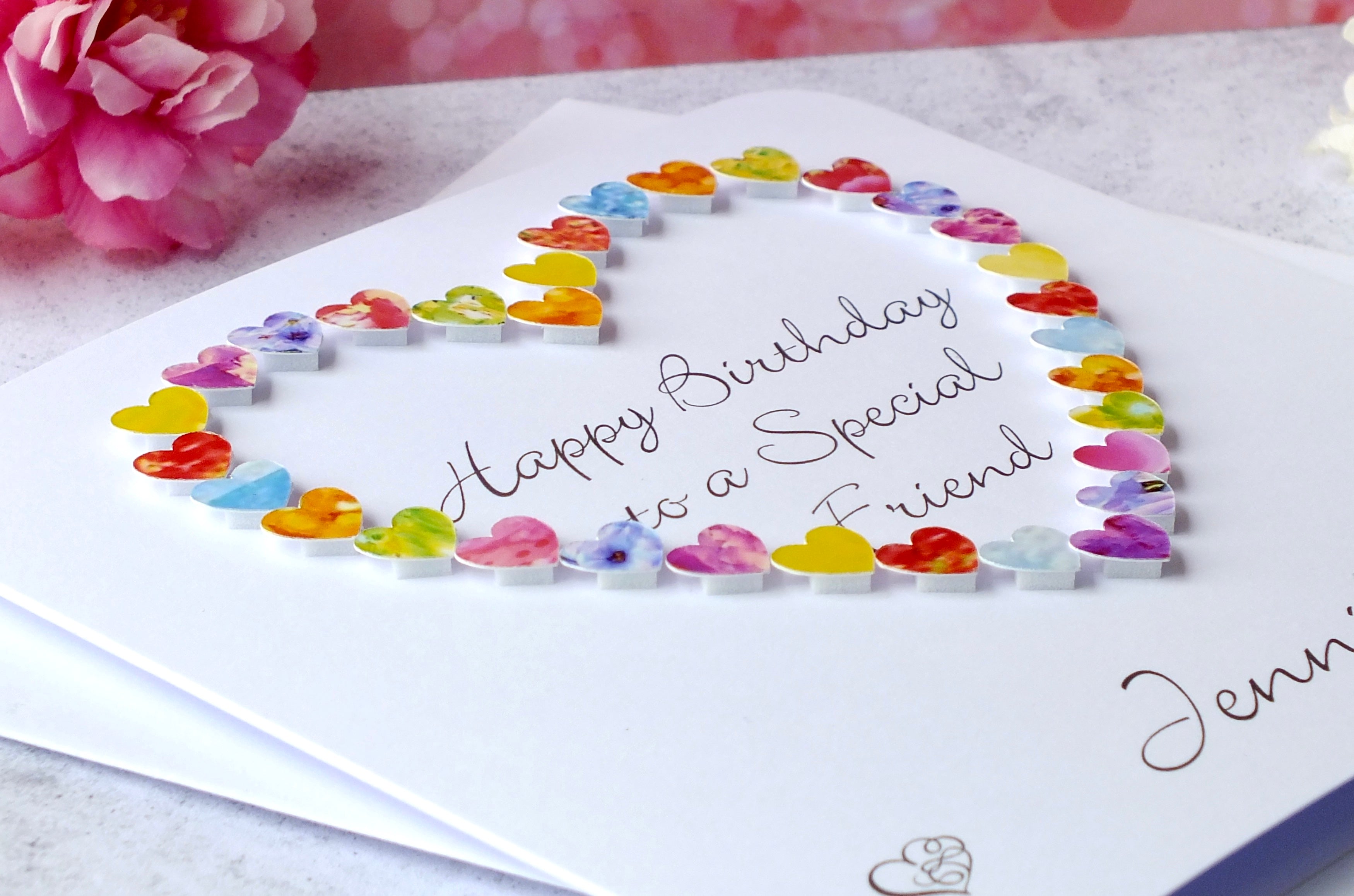 Special Friend Birthday Card - Multi Coloured Hearts