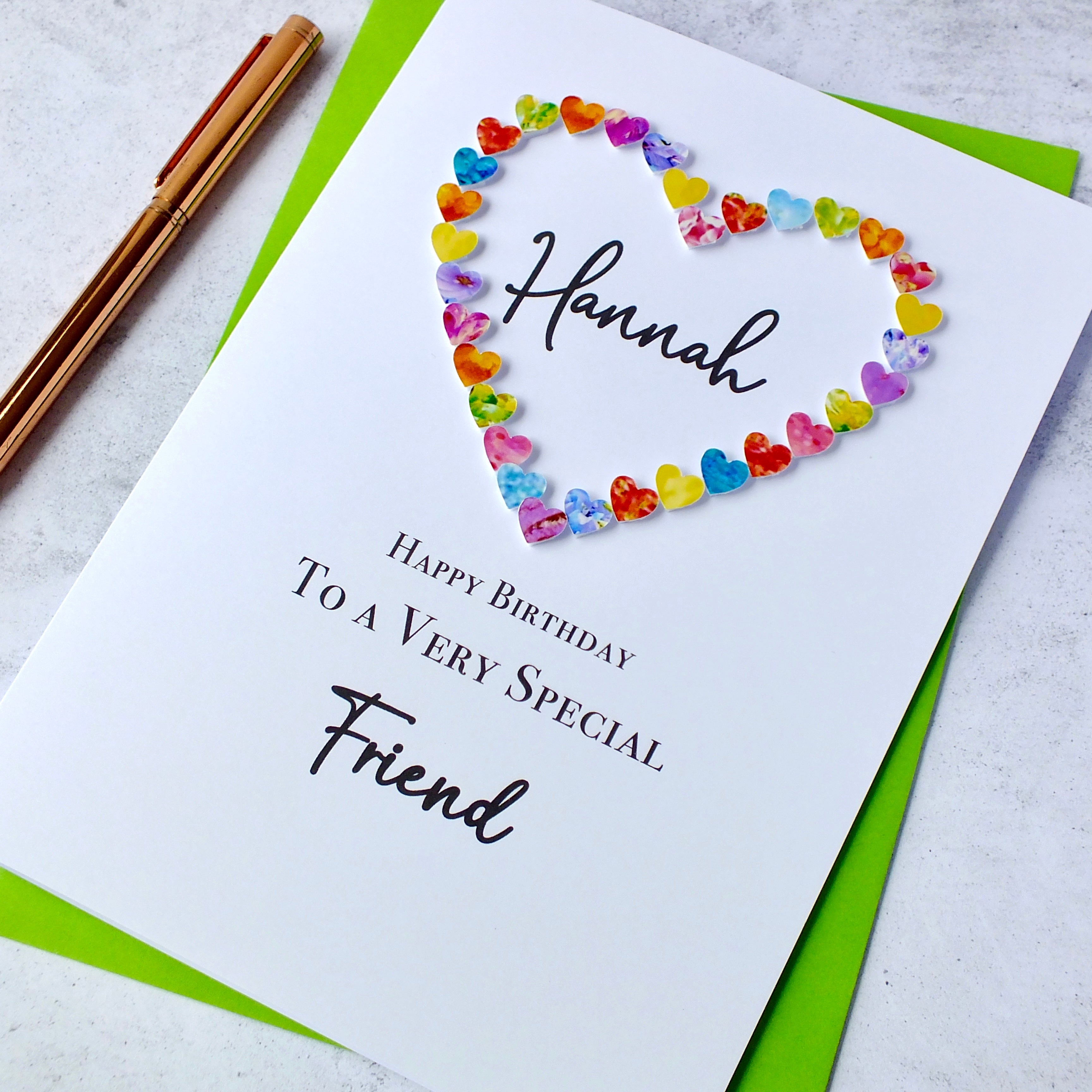 Special Friend Birthday Card - Multi Coloured Hearts