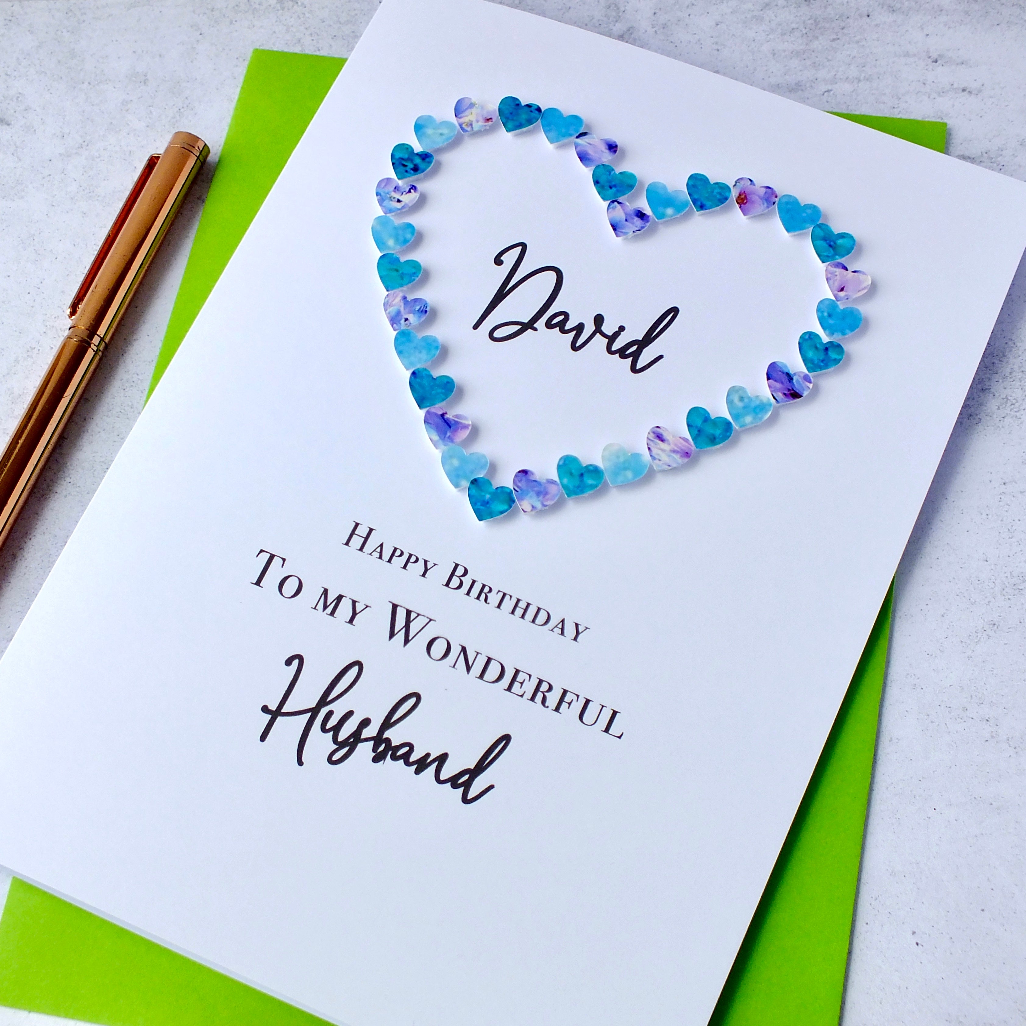 Personalised Husband Birthday Card - Hearts