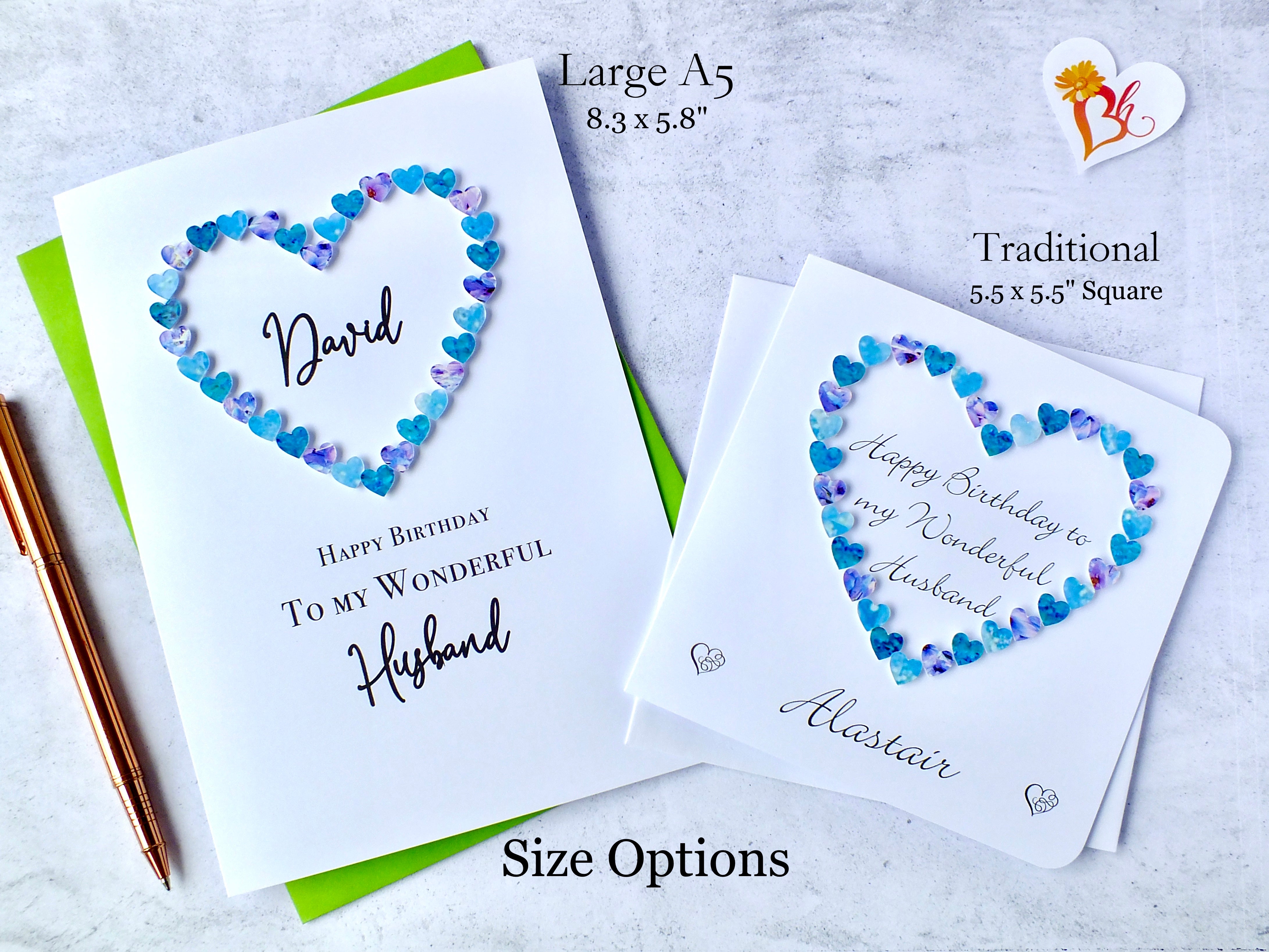 Personalised Husband Birthday Card - Hearts