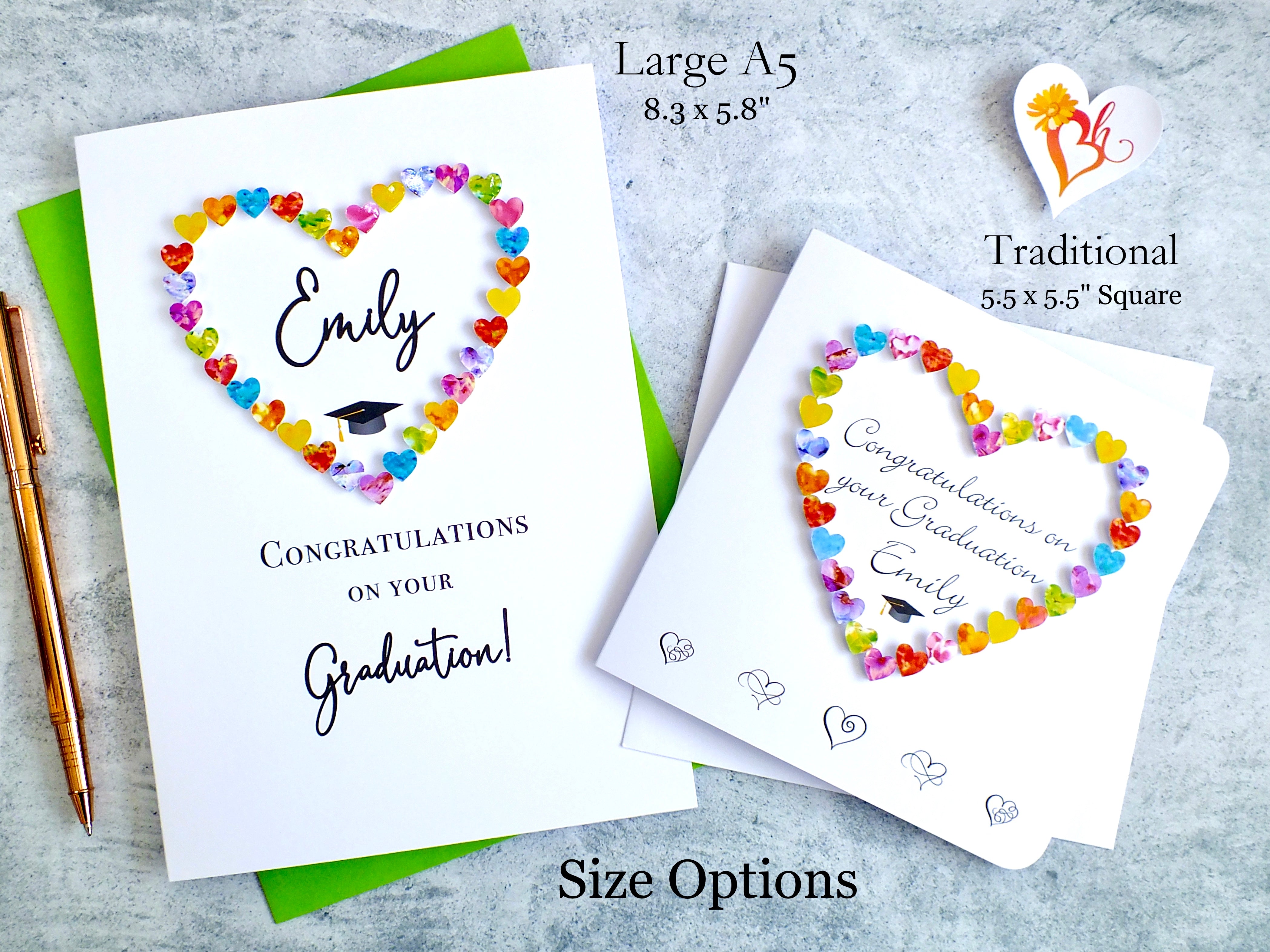 Graduation Card - Hearts, Personalised