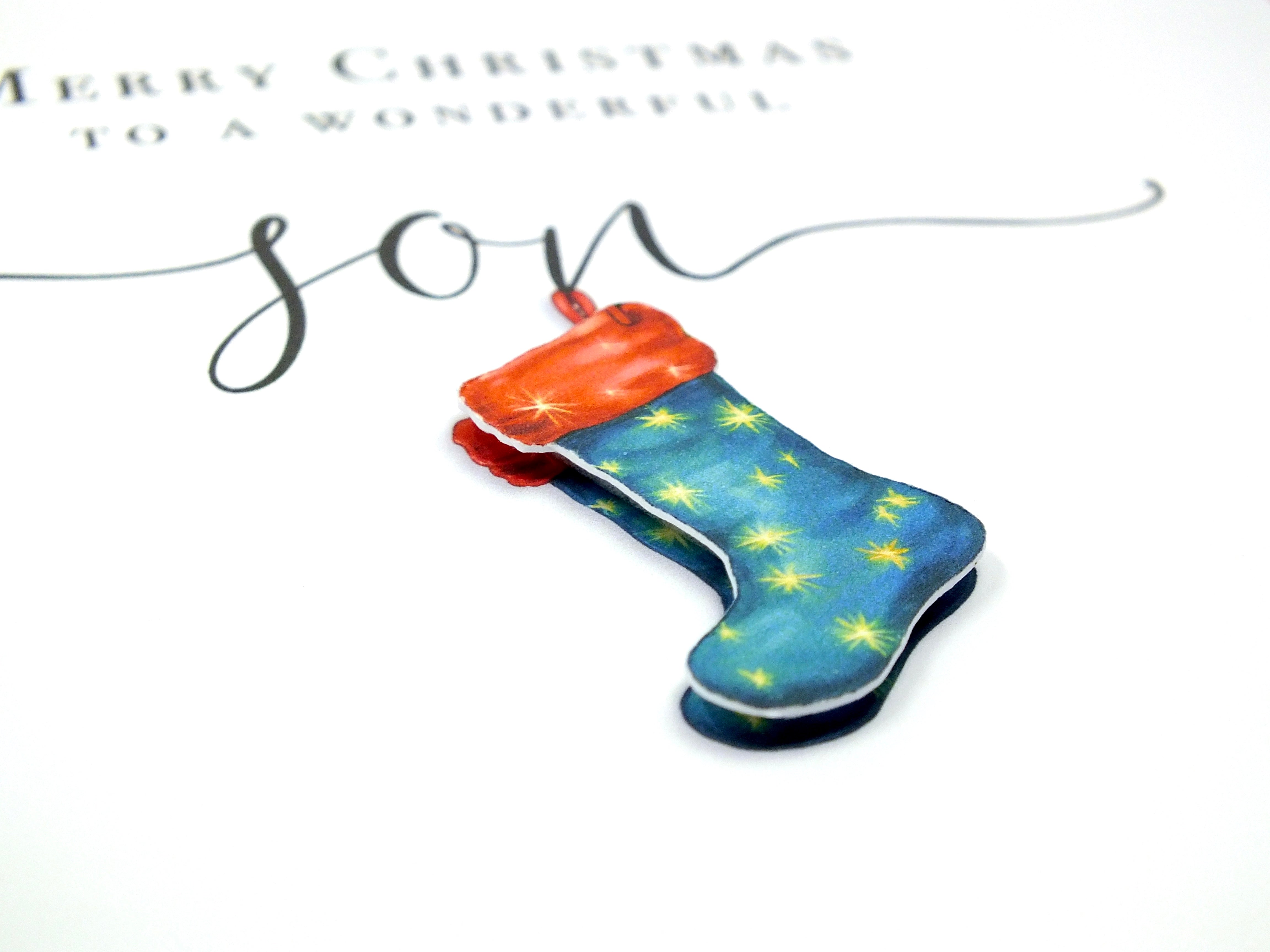 Personalised Christmas Card for Son - Xmas Stocking