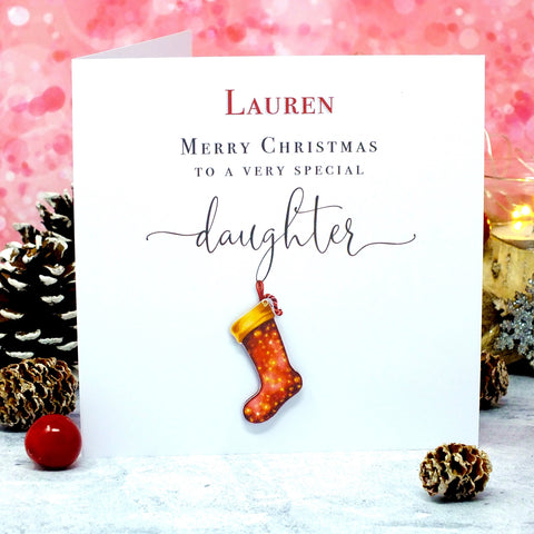 Personalised Christmas Card for Daughter - Xmas Stocking