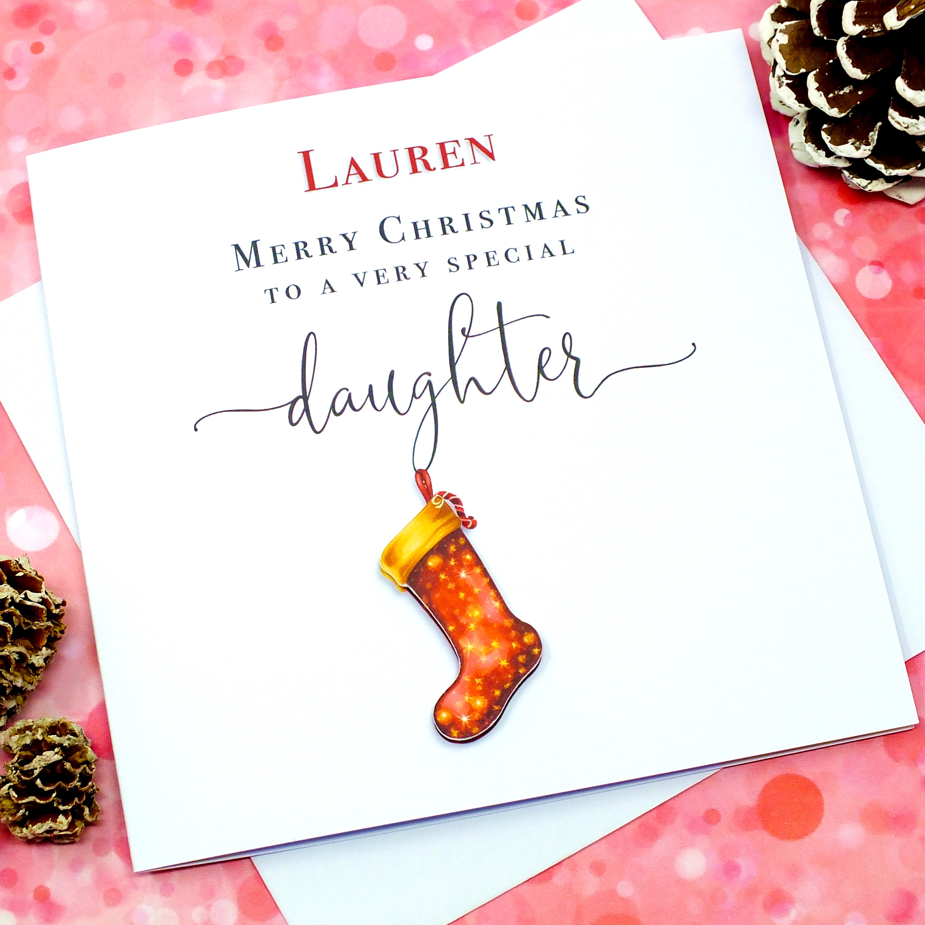 Personalised Christmas Card for Daughter - Xmas Stocking