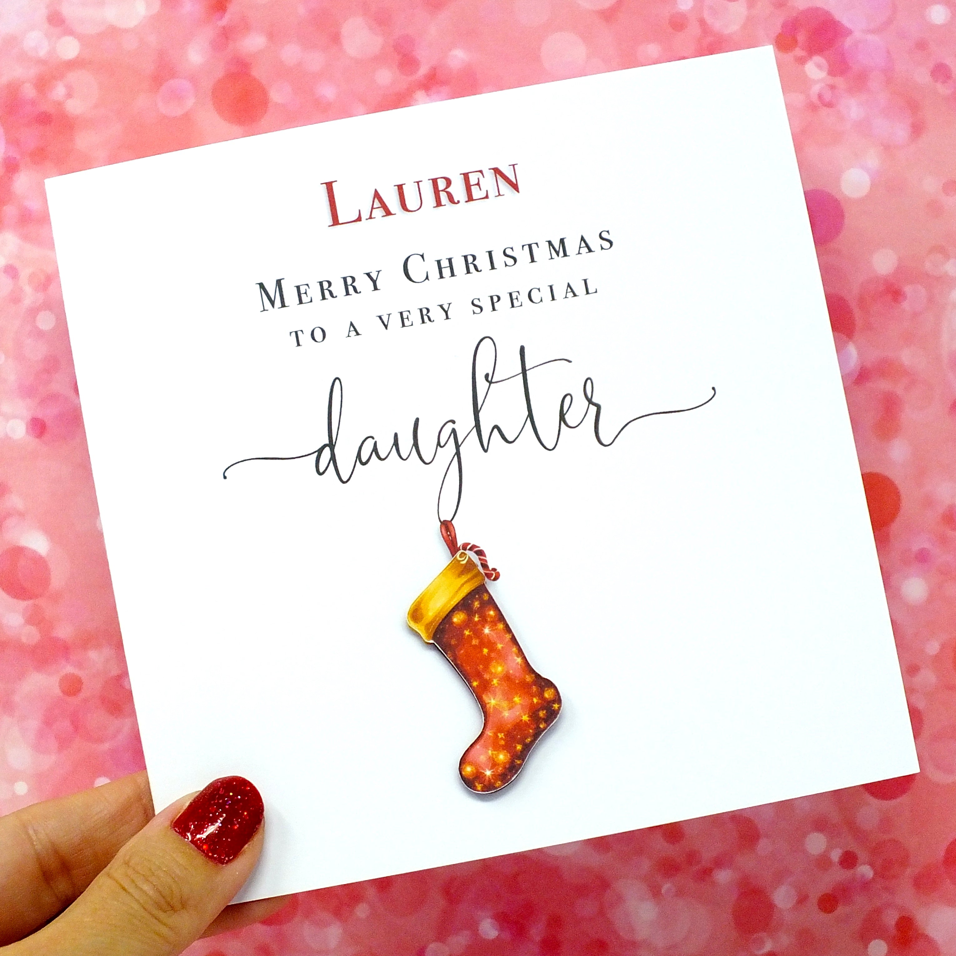 Personalised Christmas Card for Daughter - Xmas Stocking