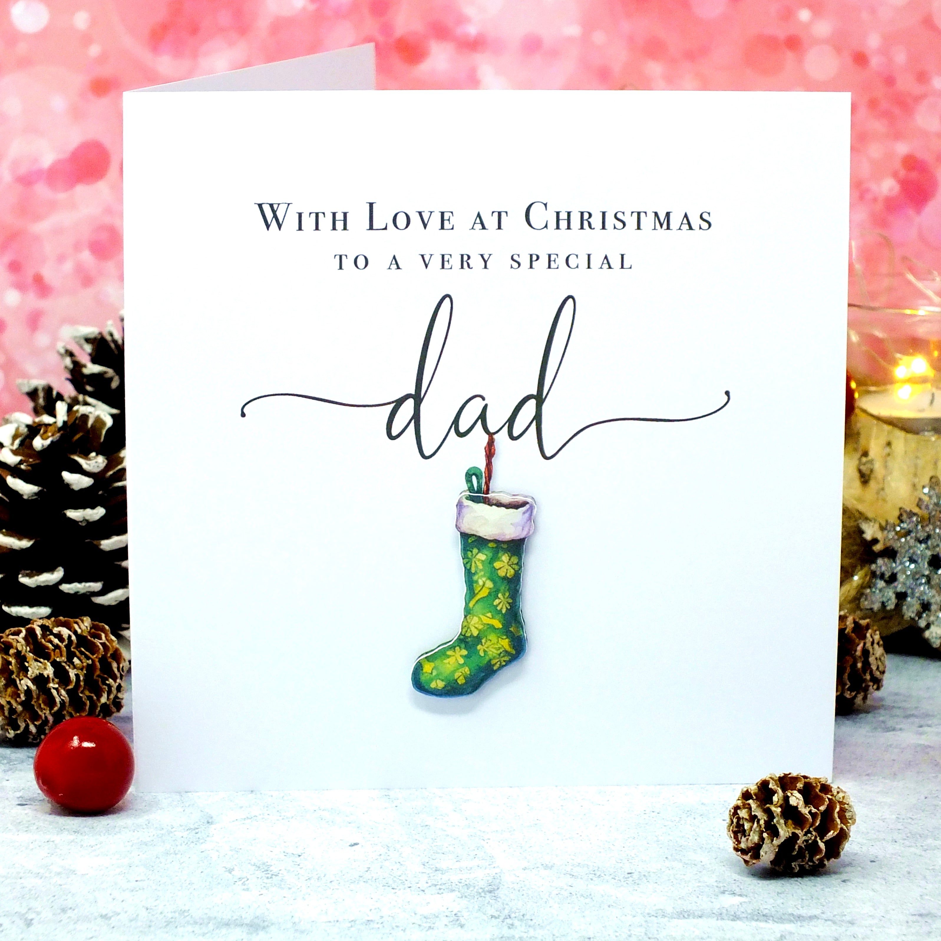 Handmade Christmas Card for Dad - Xmas Stocking