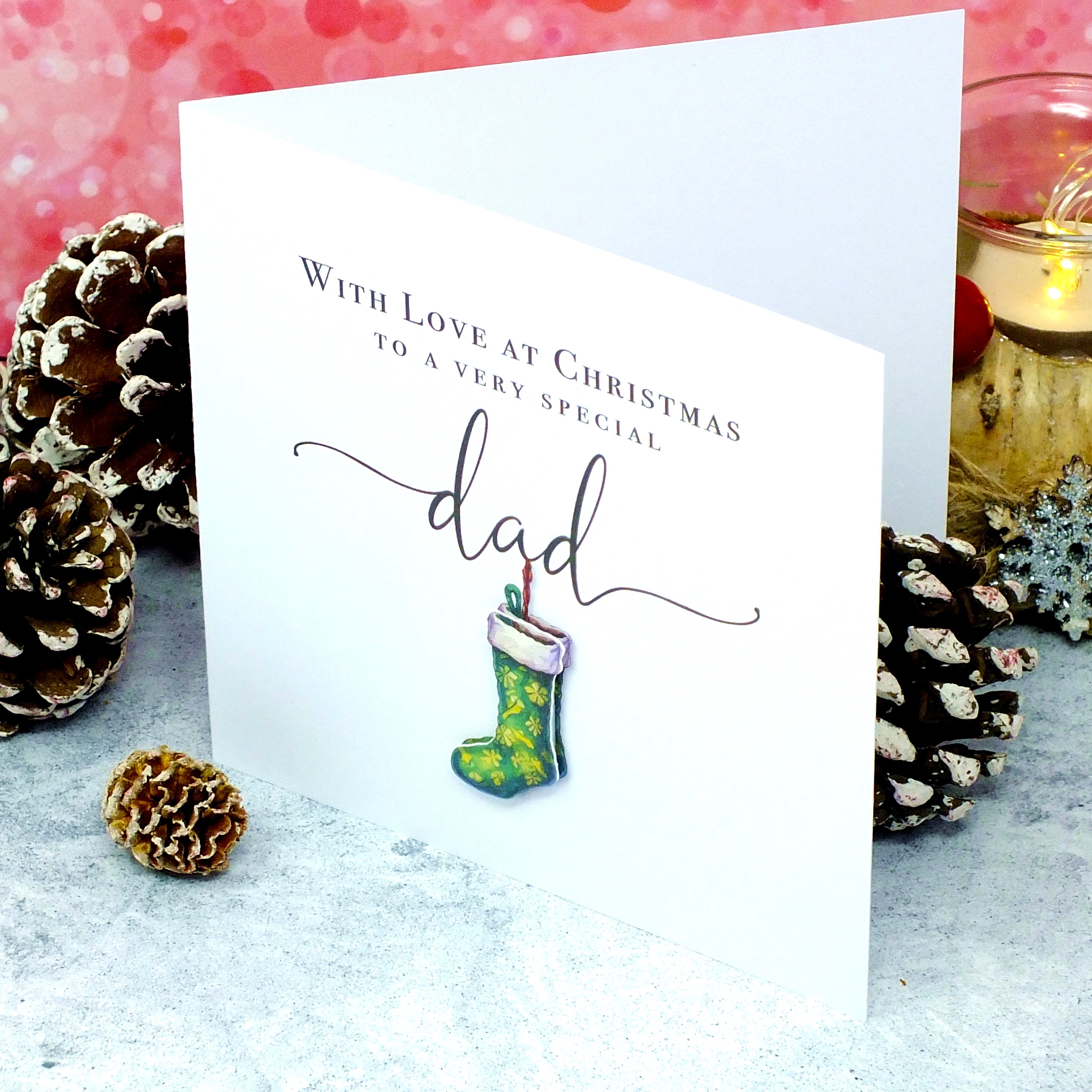 Handmade Christmas Card for Dad - Xmas Stocking