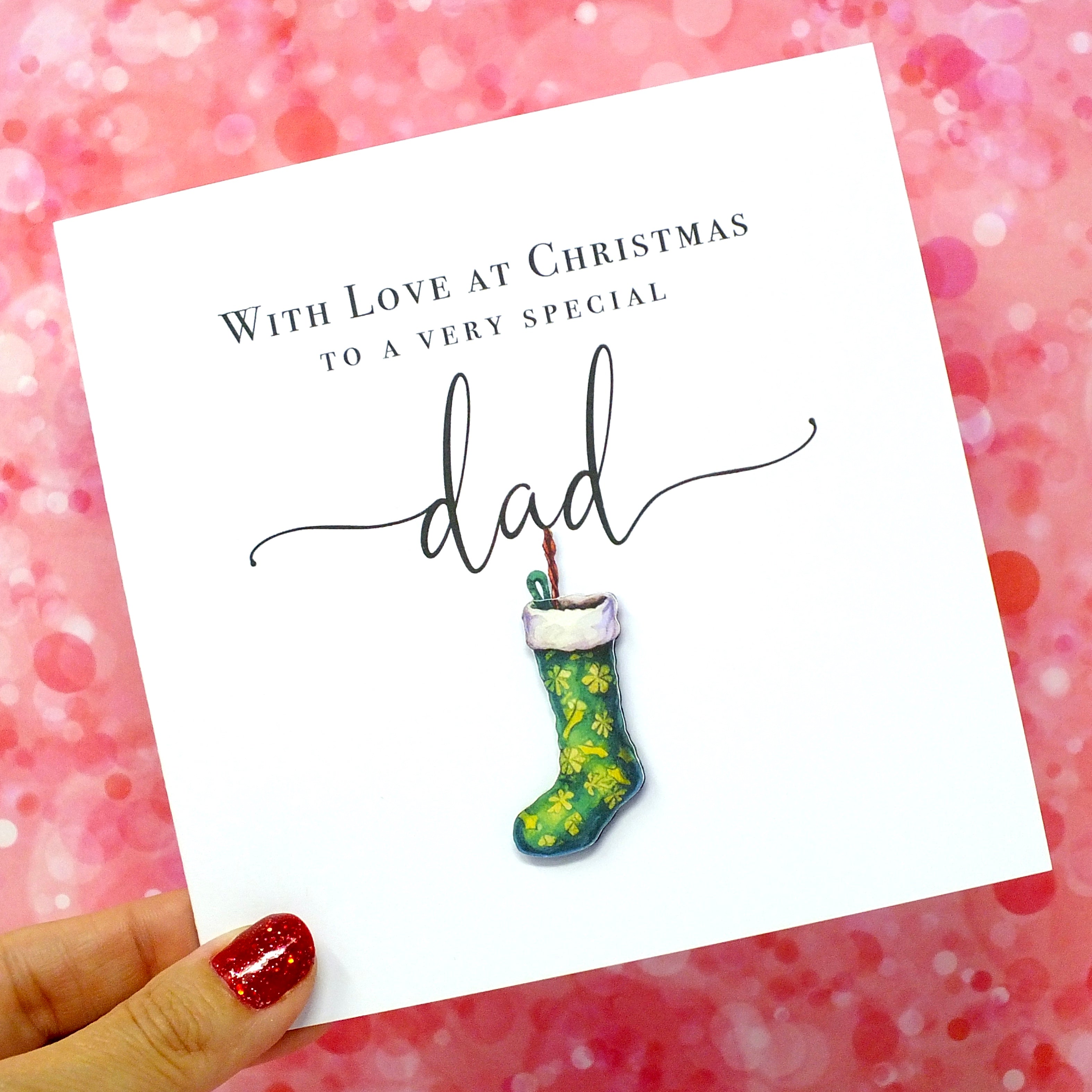 Handmade Christmas Card for Dad - Xmas Stocking