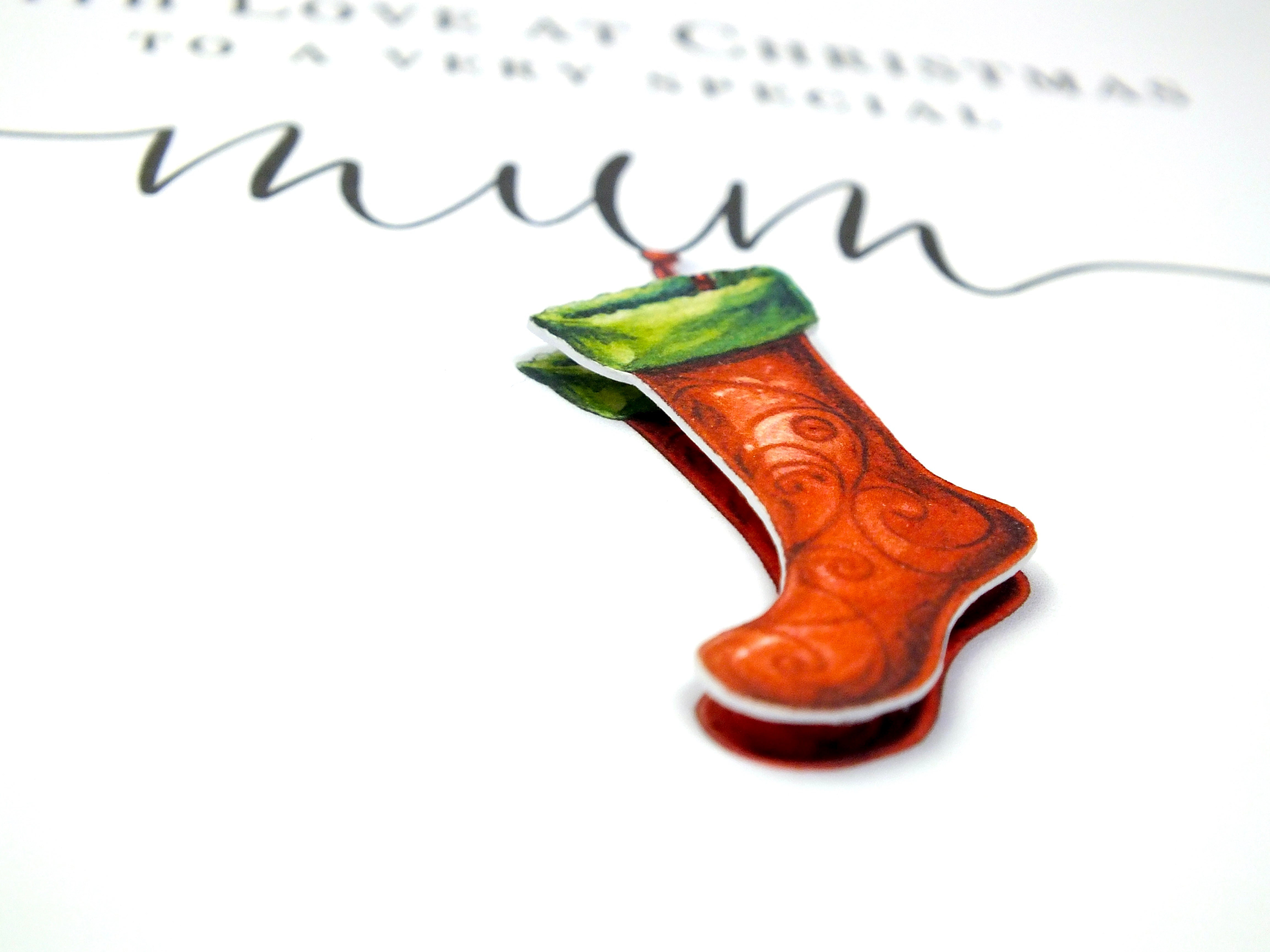Handmade Christmas Card for Mum - Xmas Stocking