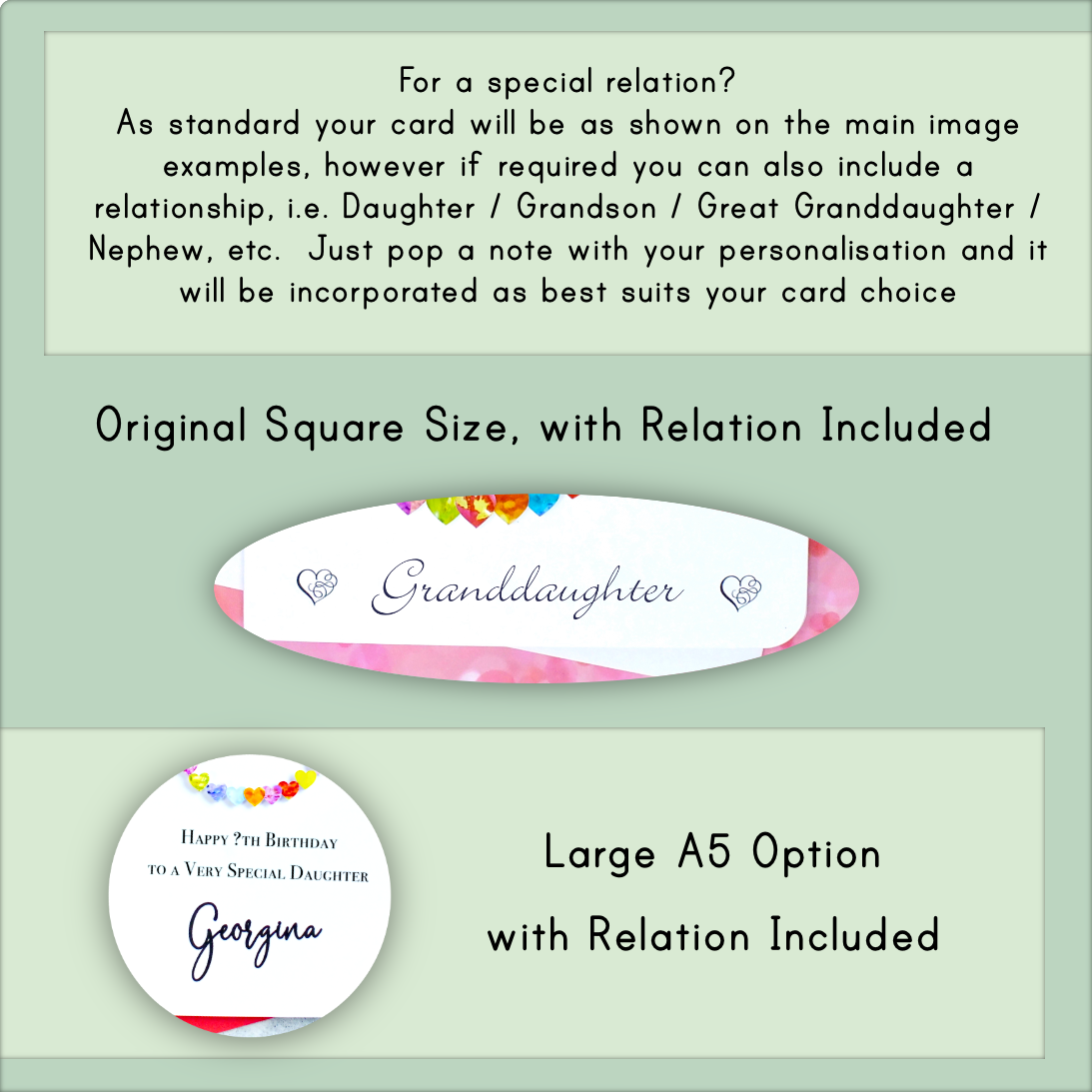 2nd Birthday Card - Hearts, Personalised