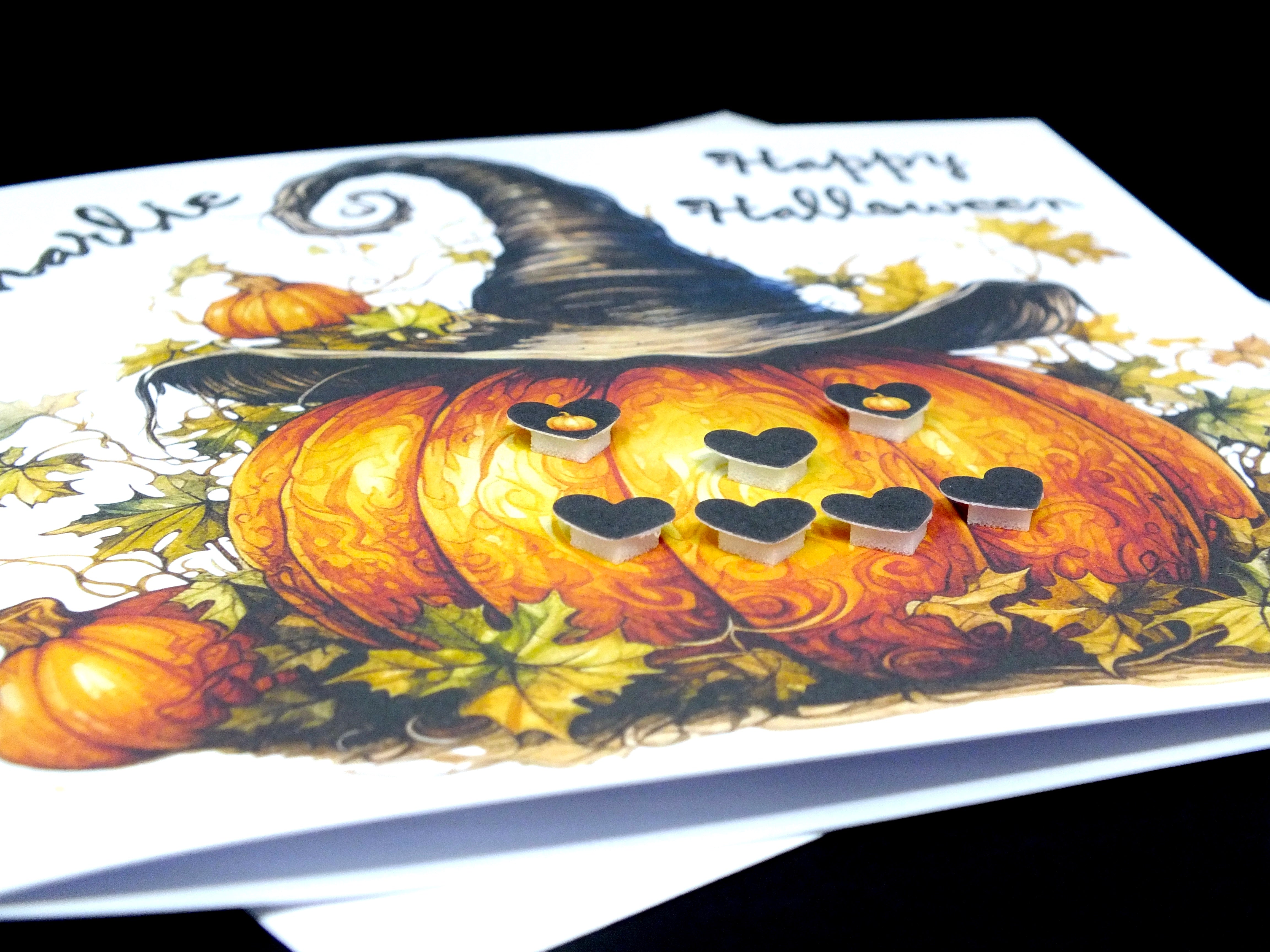 Personalised Happy Halloween Card - Leafy Pumpkin