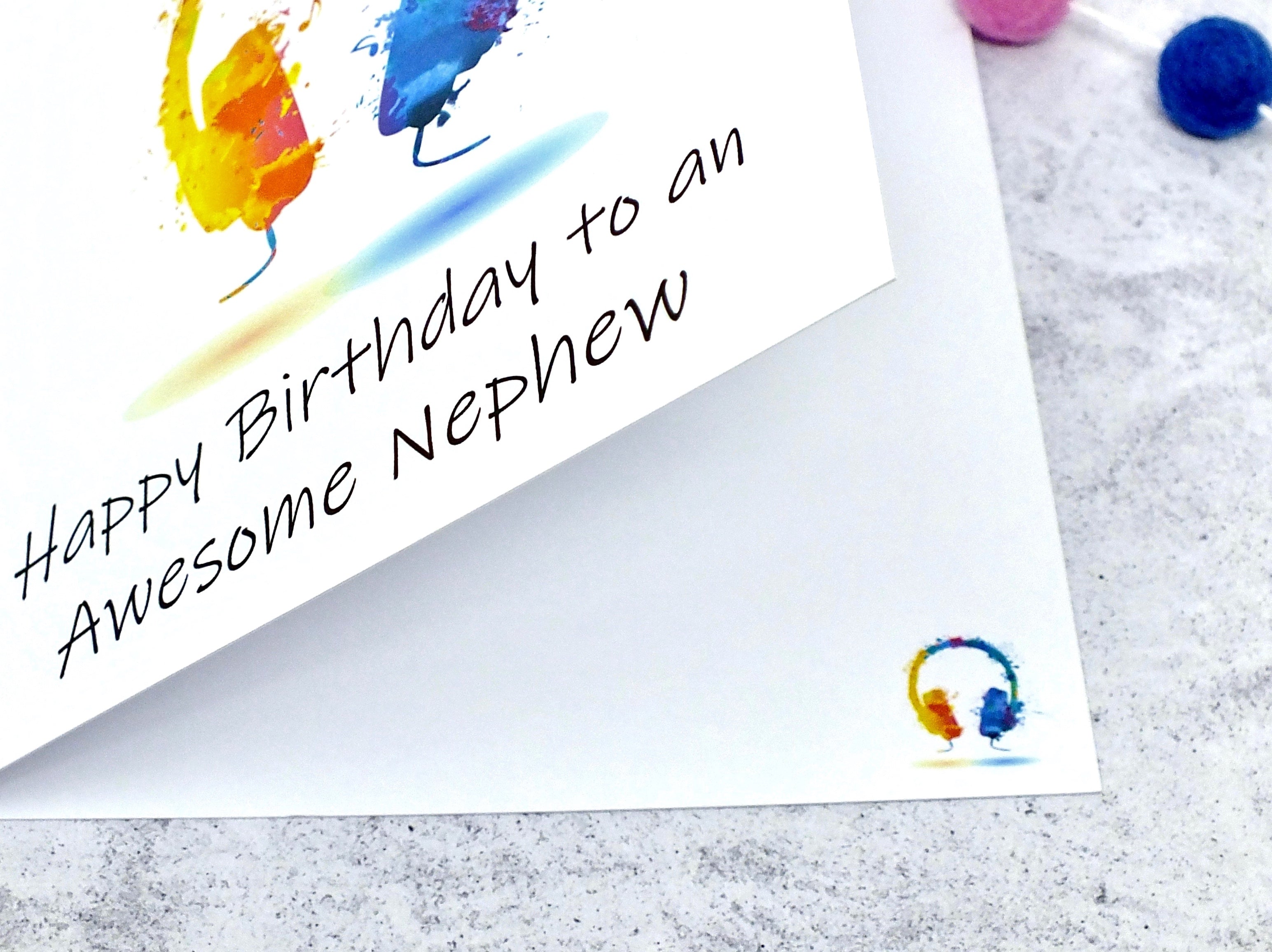 Personalised Nephew Birthday Card - Colourful Headphones