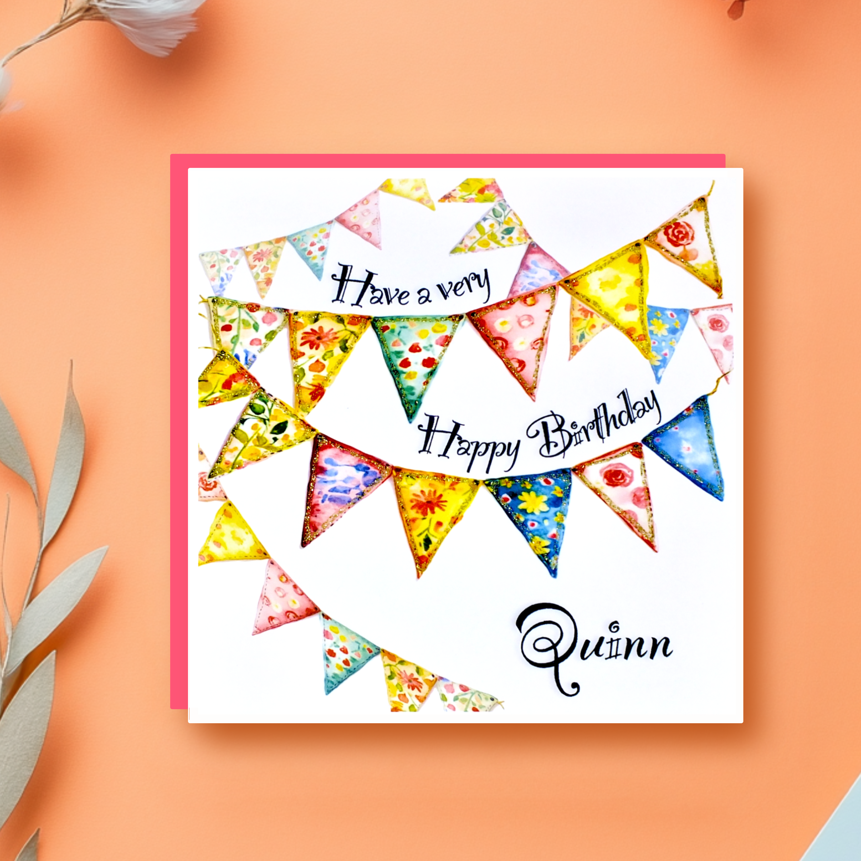 'Bunting' Personalised Birthday Card
