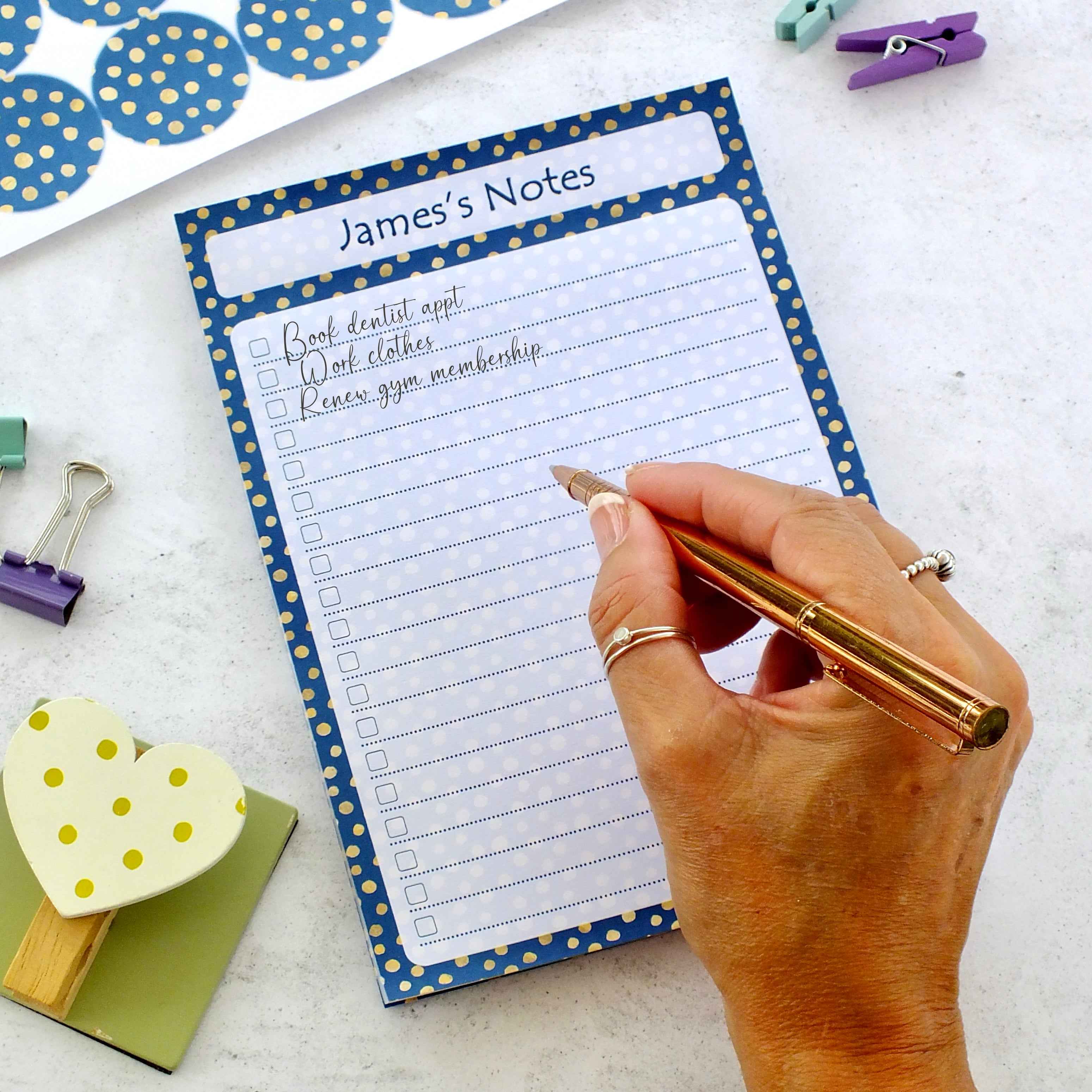 Personalised A5 Notepad - Any Heading - Blue Spot