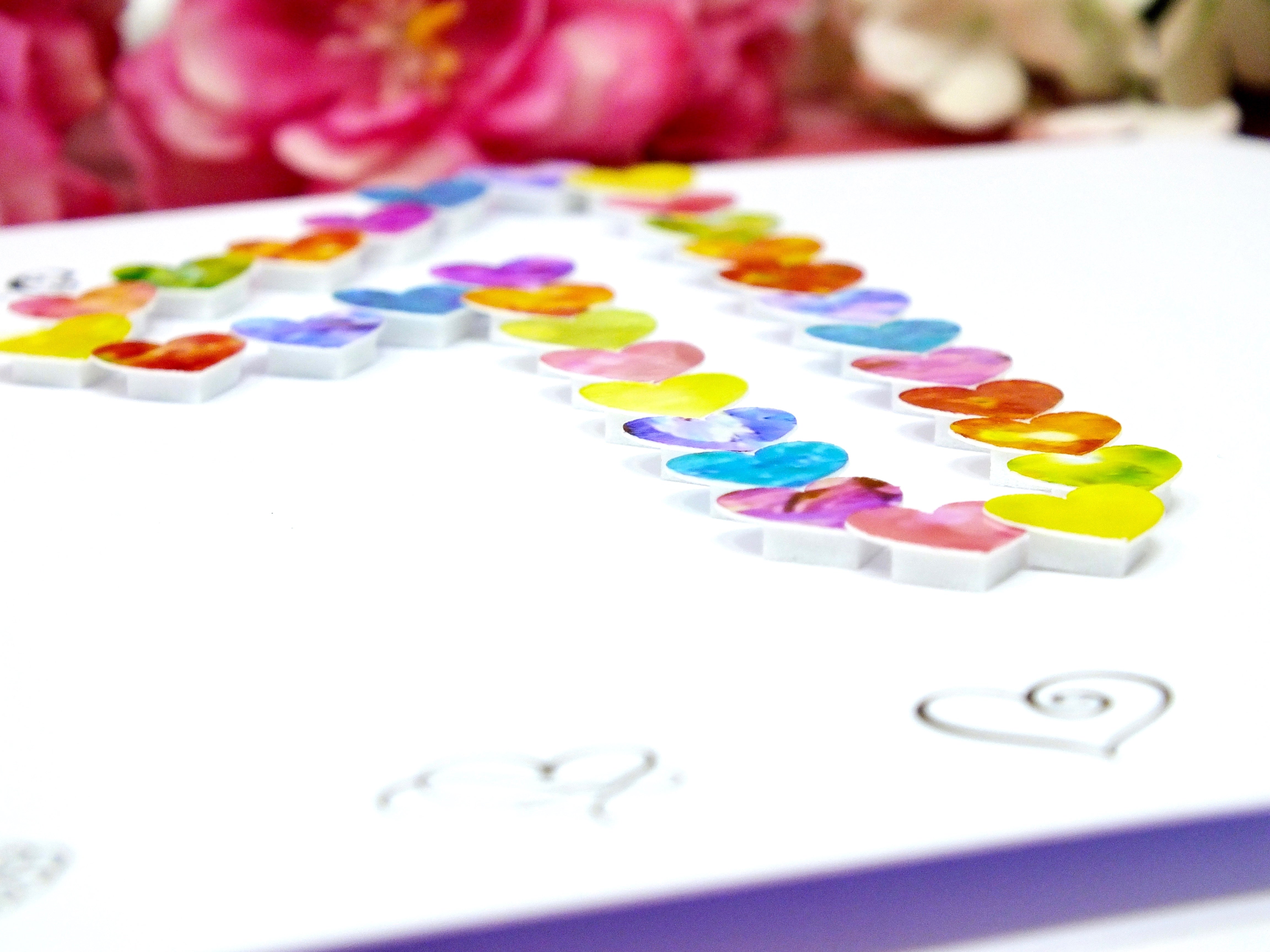 1st Birthday Card - Hearts, Personalised Close Up