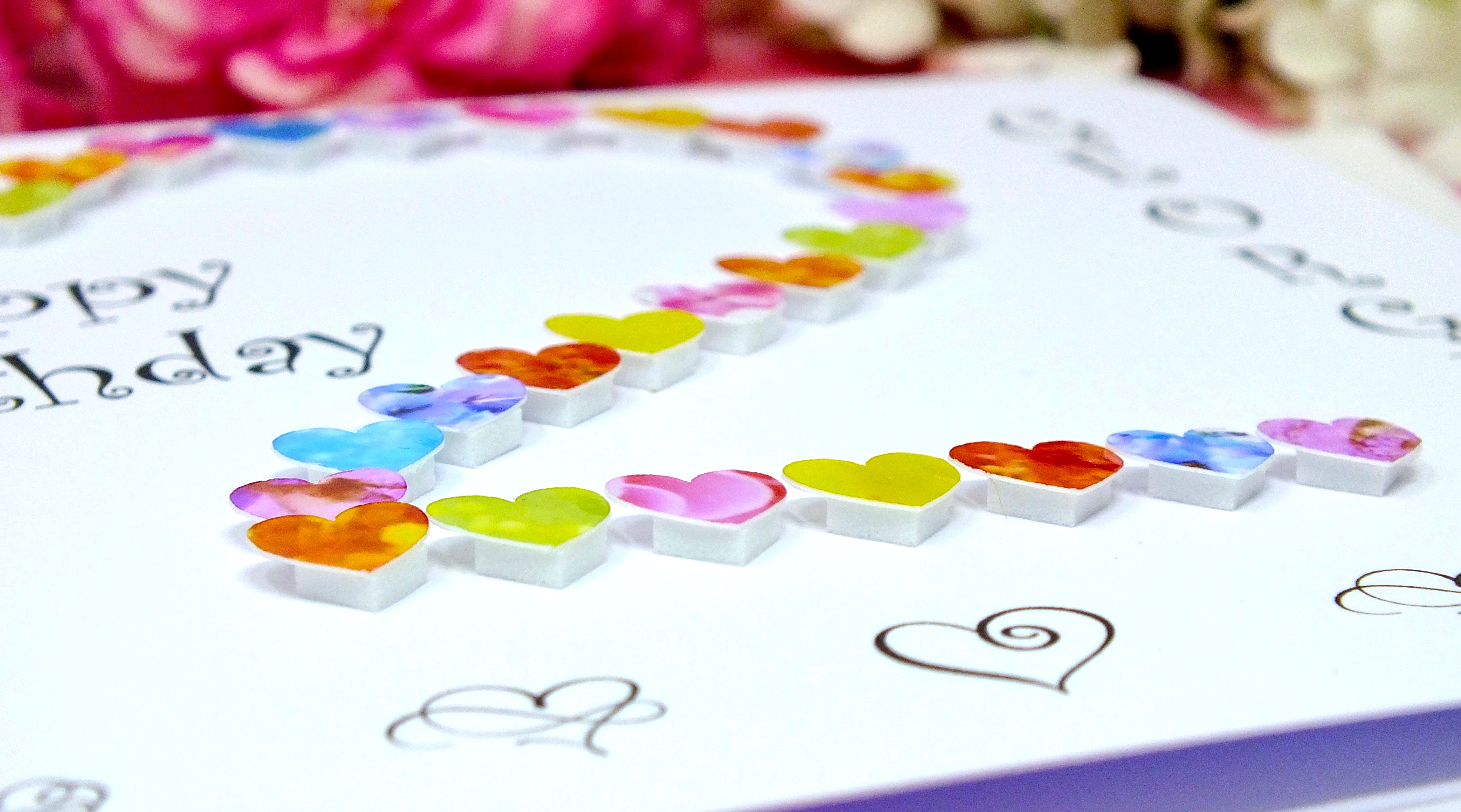 2nd Birthday Card - Hearts, Personalised Close Up