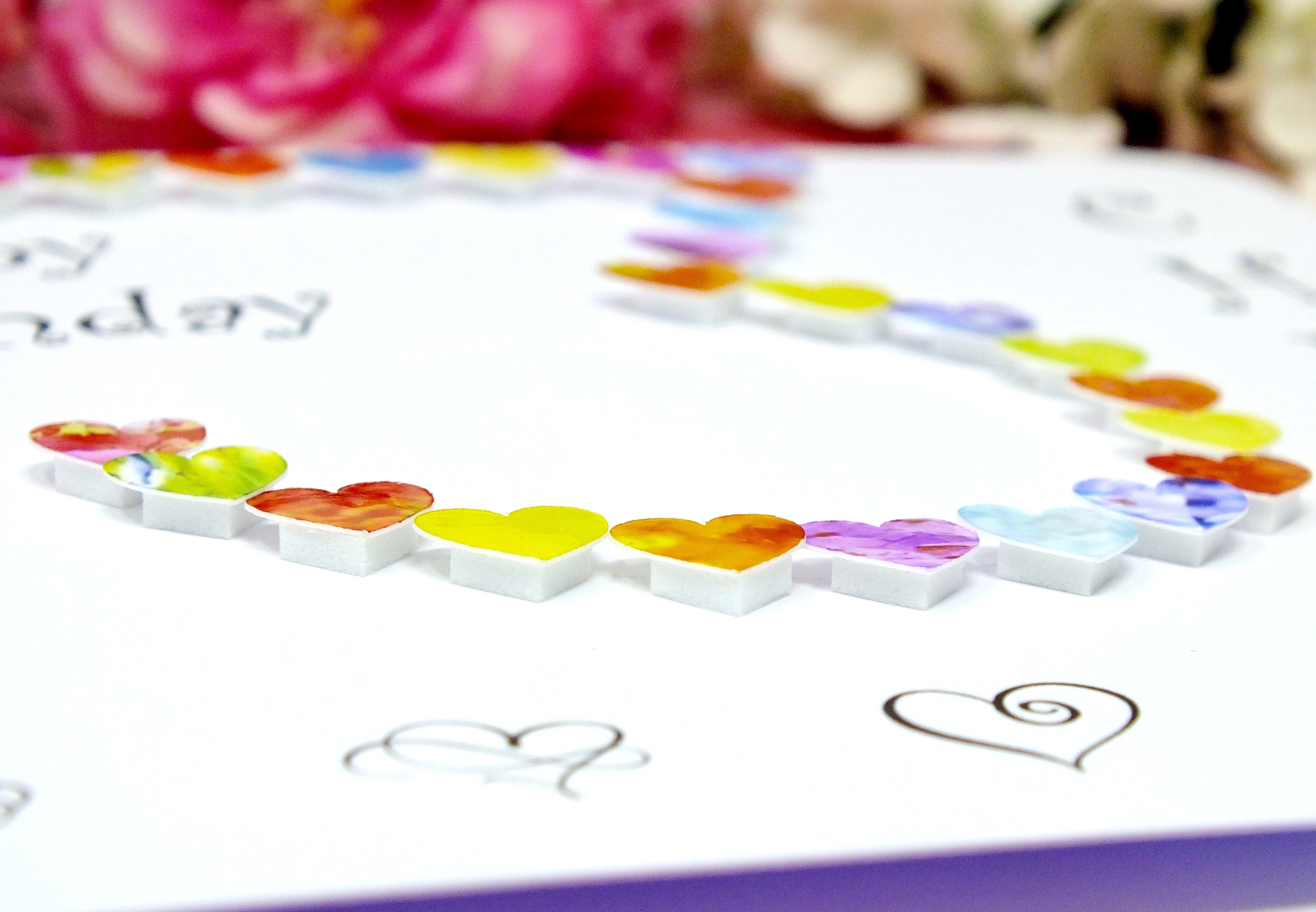 3rd Birthday Card - Hearts, Personalised Close Up