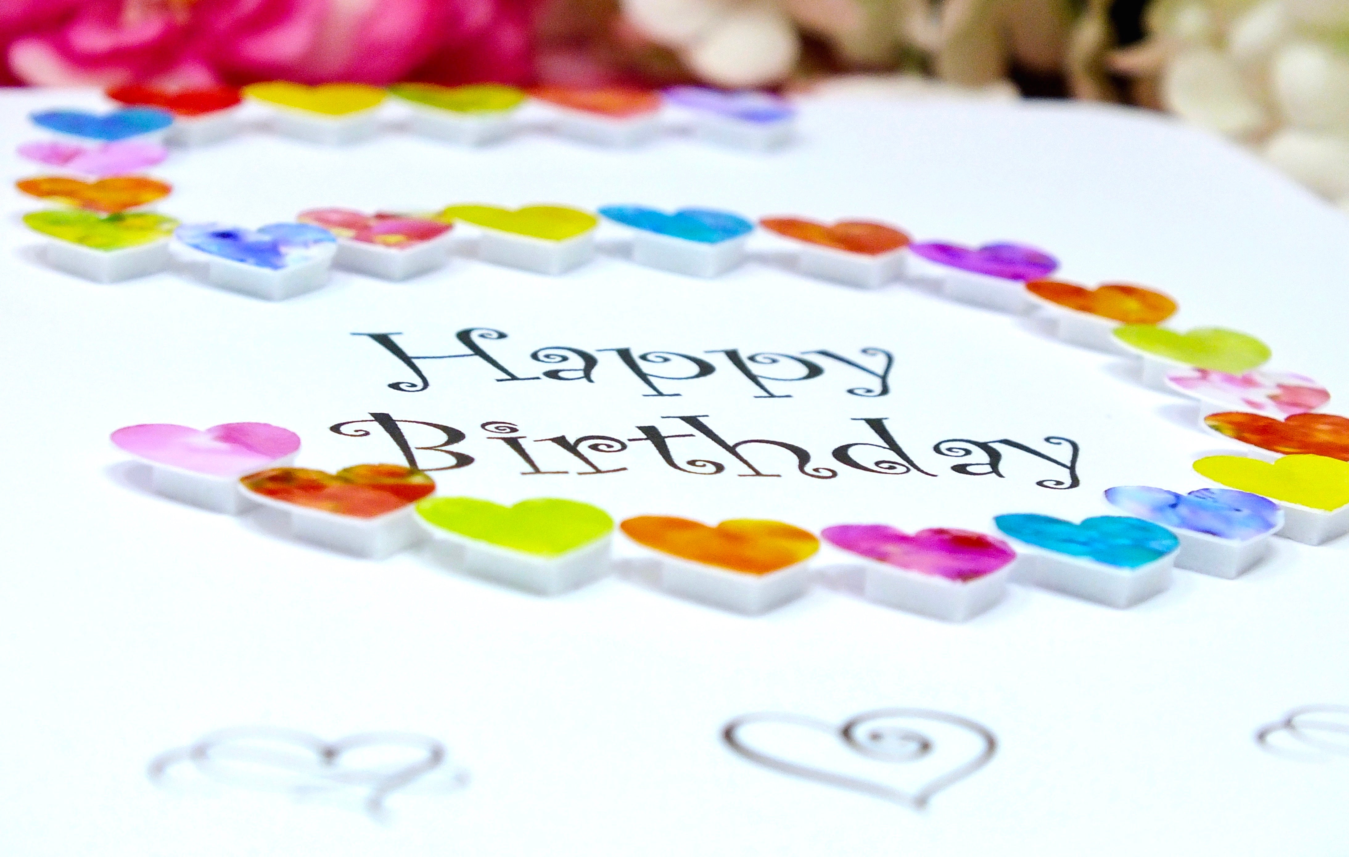 5th Birthday Card - Hearts, Personalised Close Up