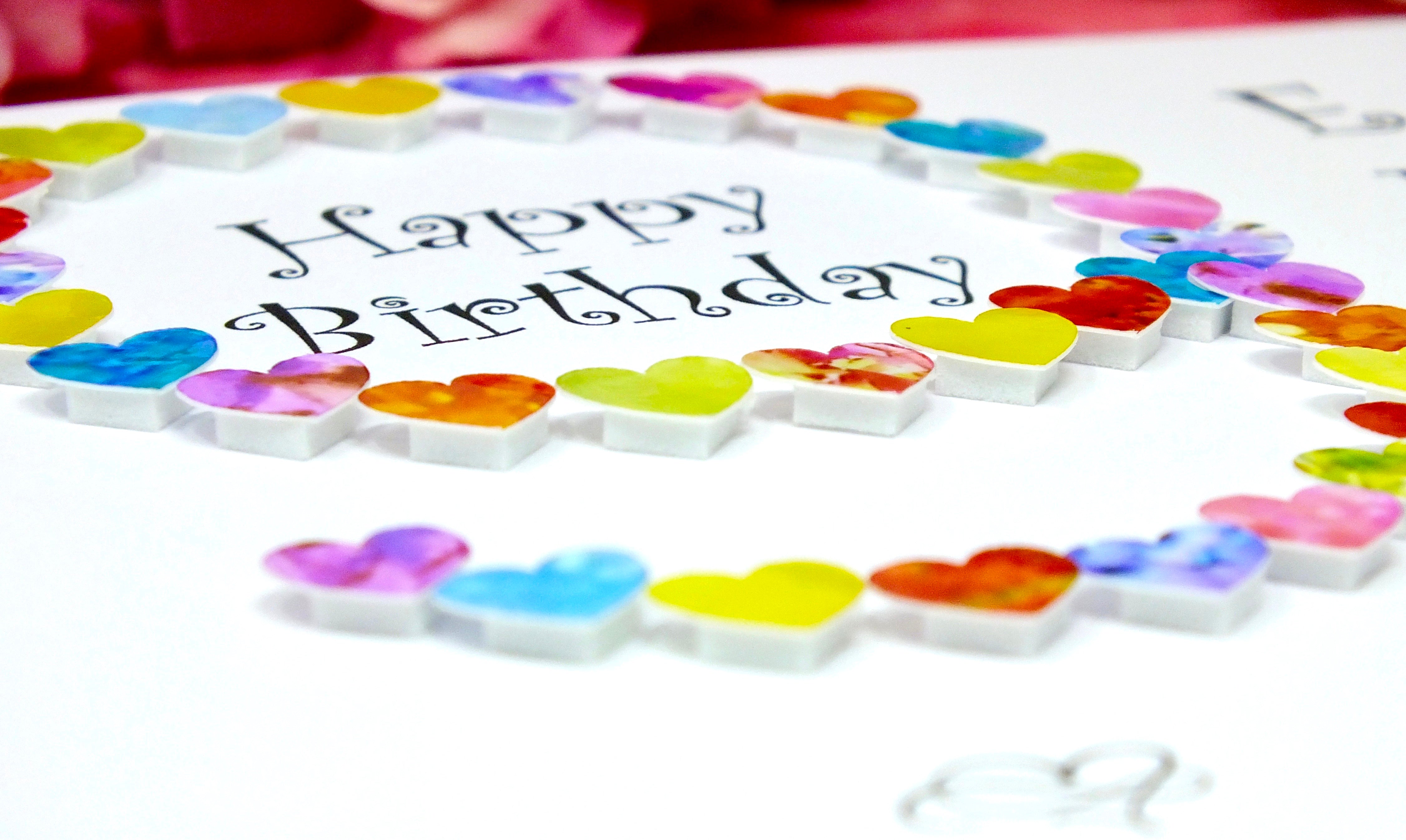 9th Birthday Card - Hearts, Personalised Up Close