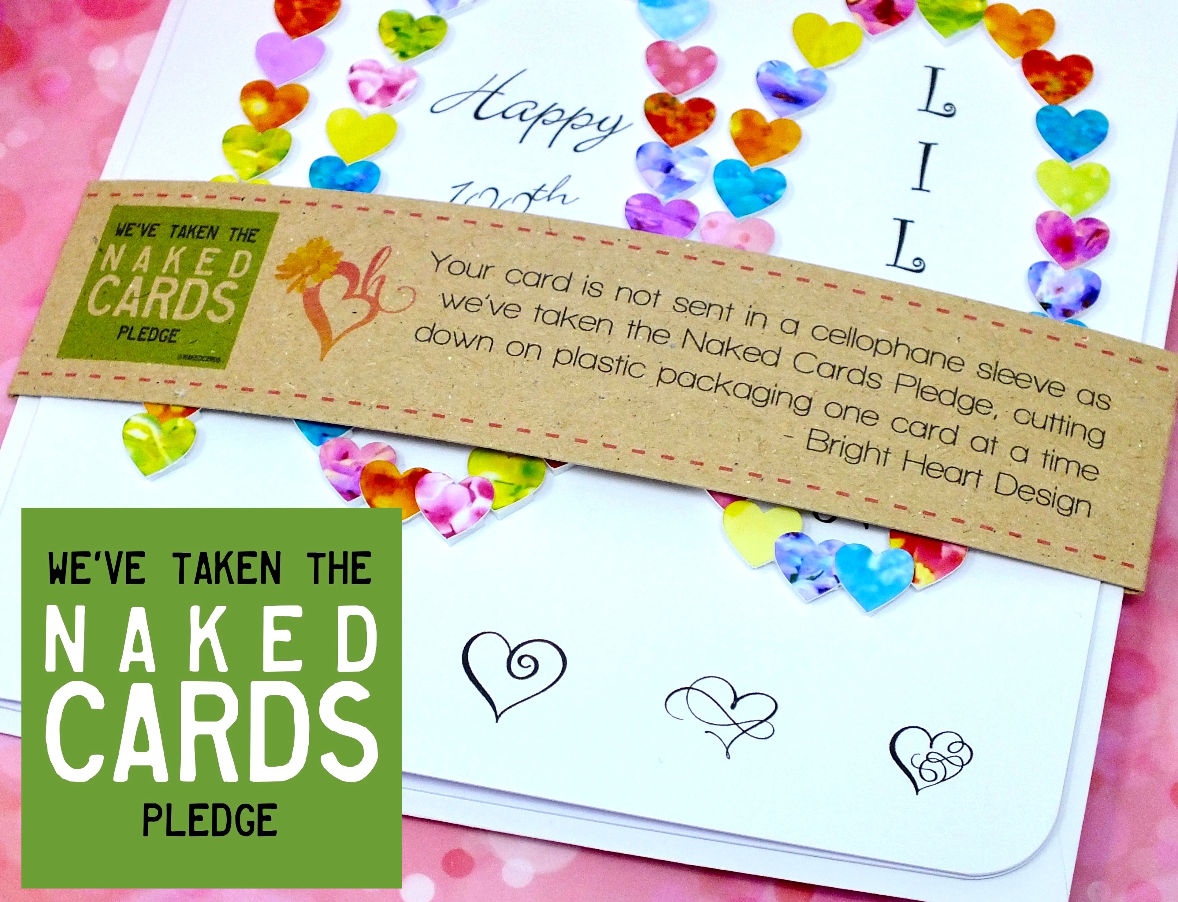 100th Birthday Card - Hearts, Personalised + Band