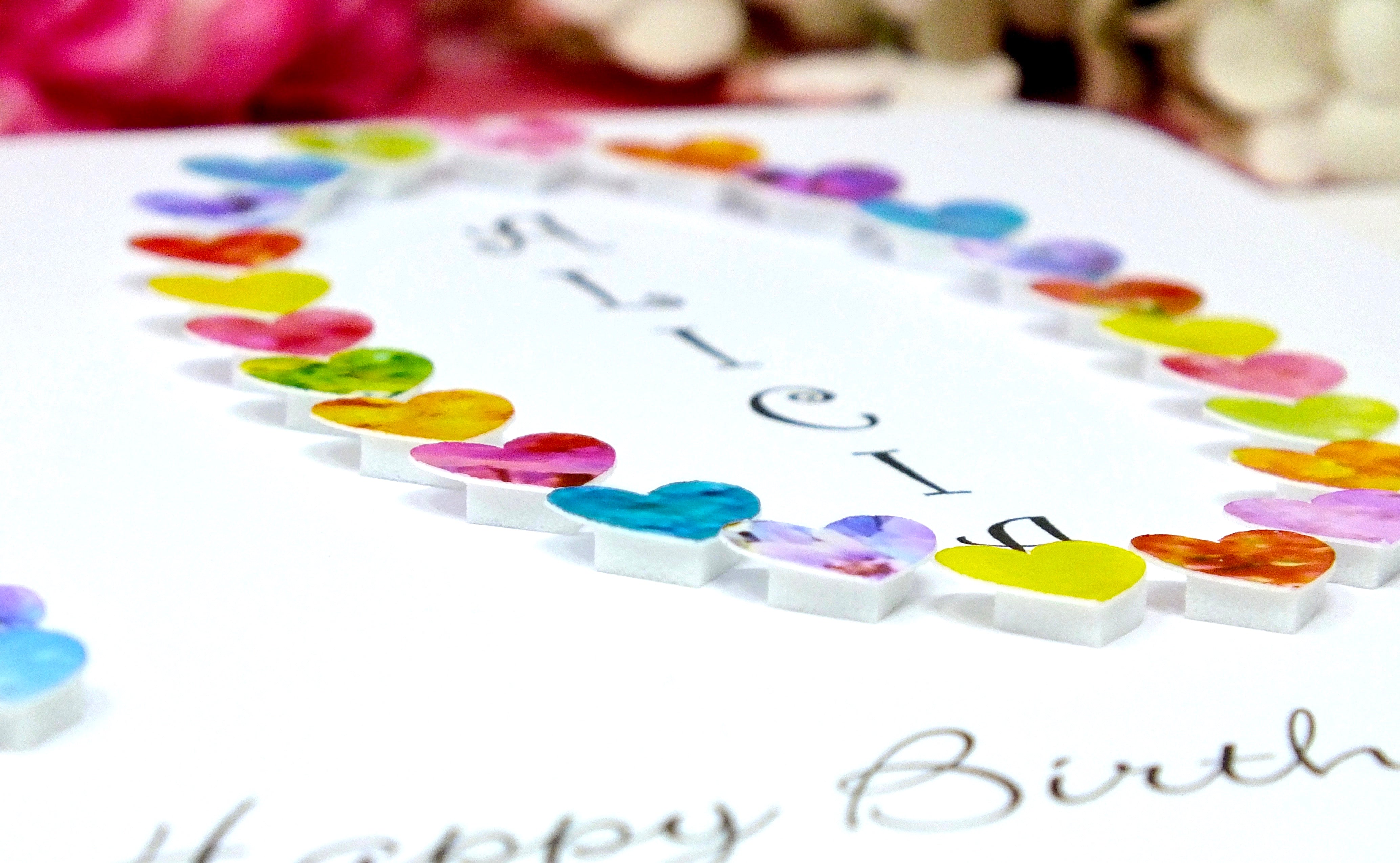 Personalised 10th Birthday Card - Colourful Hearts Design | New Size Options Available | Bright Heart Design