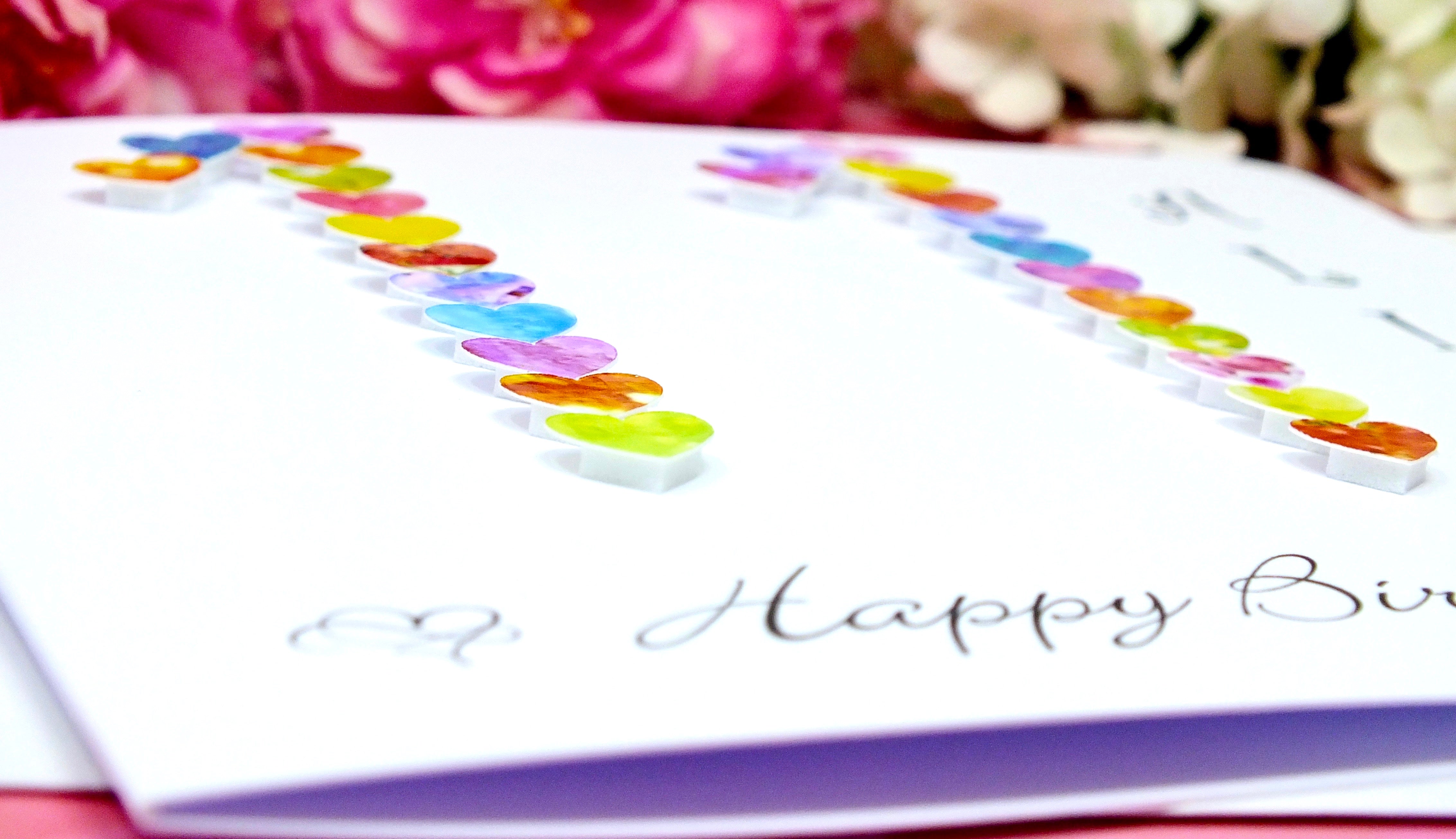 Personalised 11th Birthday Card - Colourful Hearts Design | New Size Options Available | Bright Heart Design