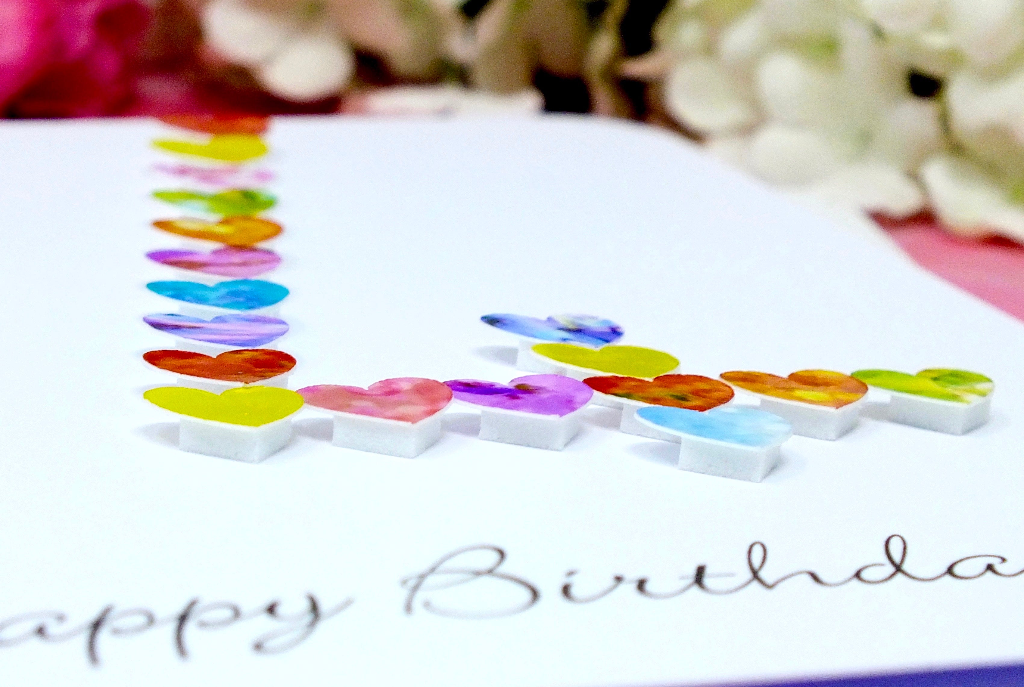 Personalized 14th Birthday Card with Vibrant Hearts - Handmade and Unique | Bright Heart Design