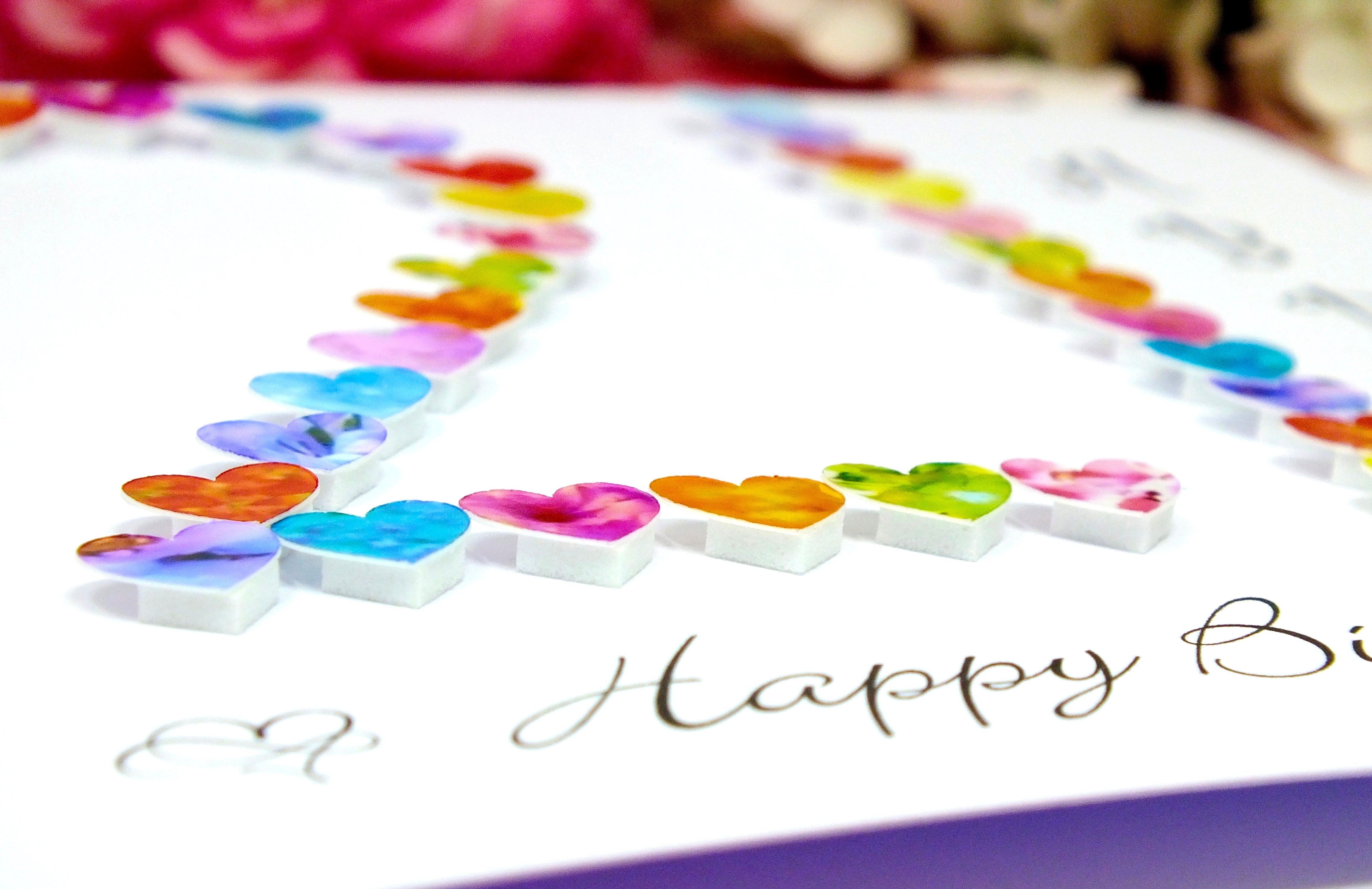 21st Birthday Card - Hearts, Personalised Close Up