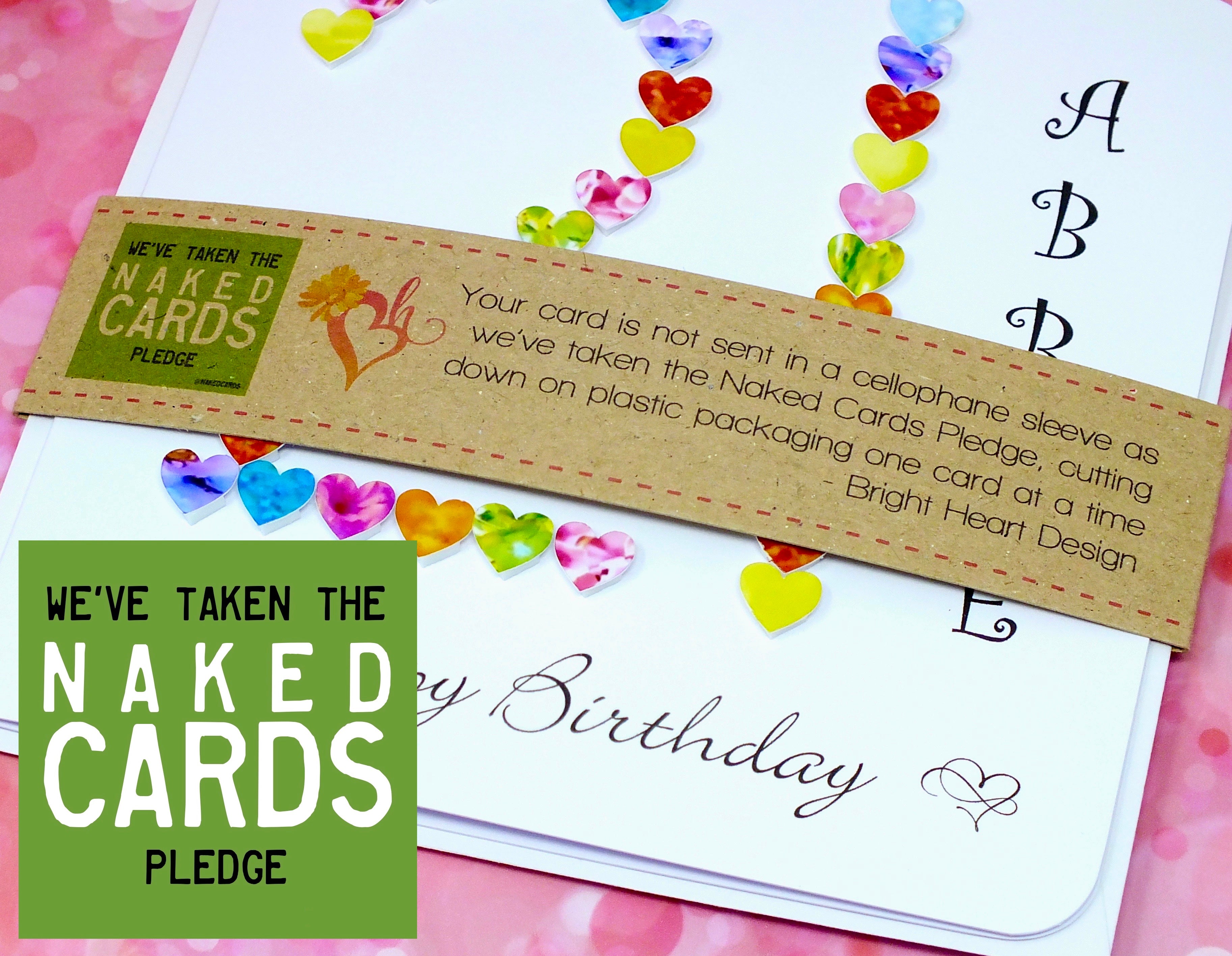 21st Birthday Card - Hearts, Personalised + Band