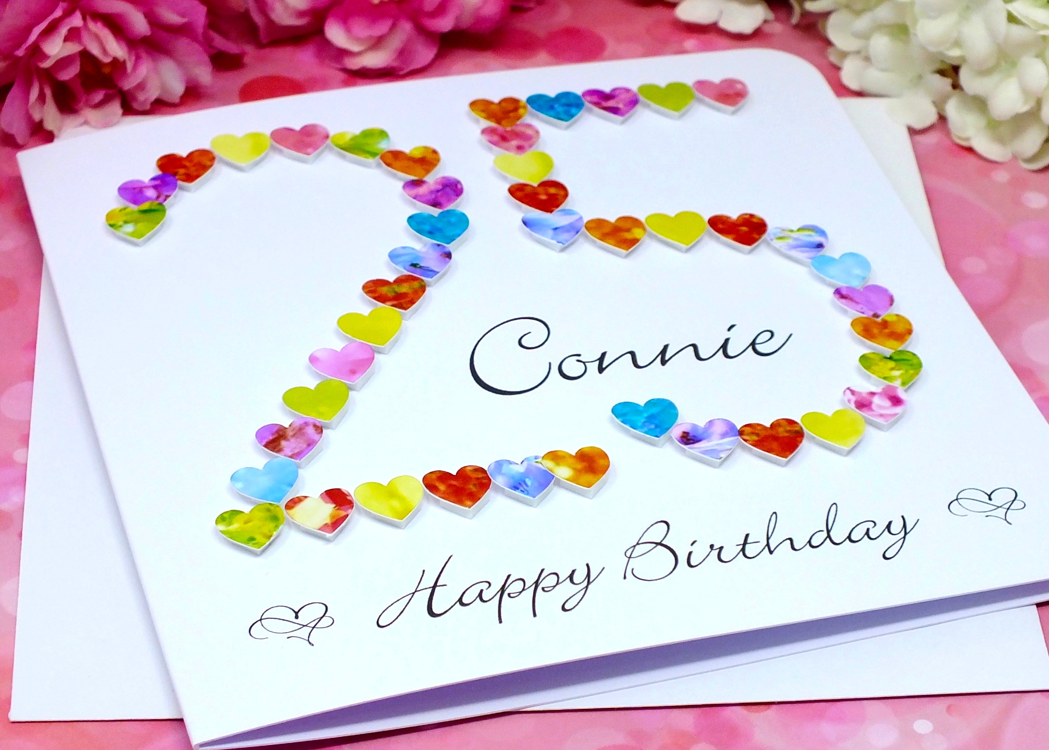 25th Birthday Card -Hearts, Personalised Alternate View