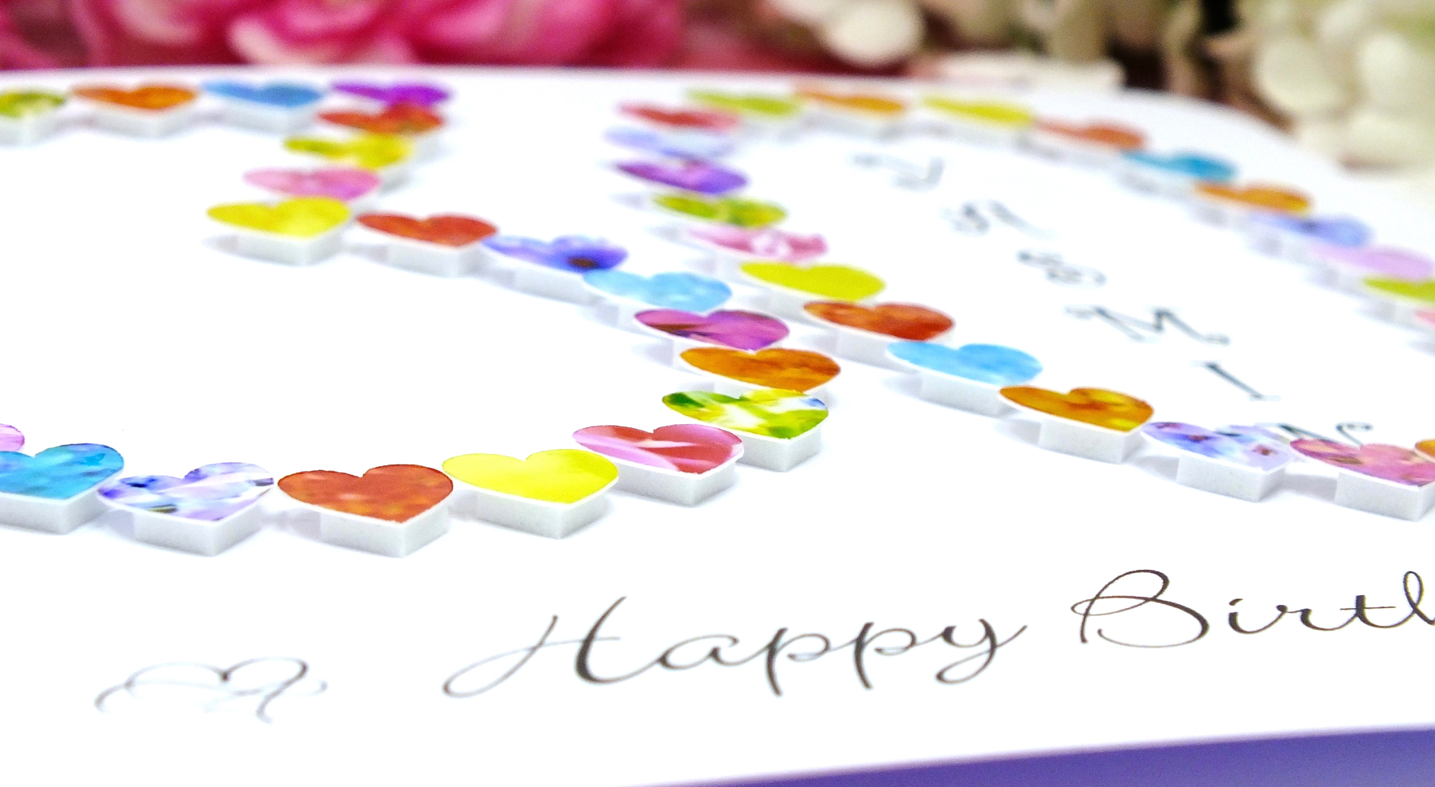 30th Birthday Card - Hearts, Personalised Close Up B