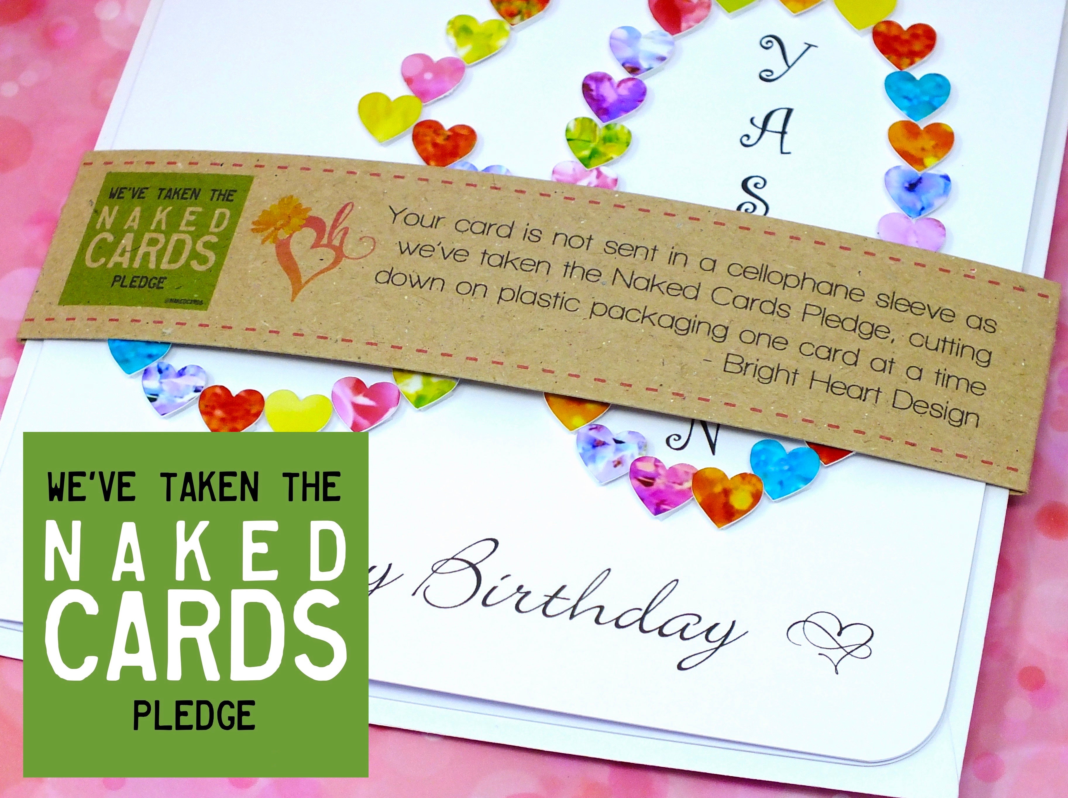 30th Birthday Card - Hearts, Personalised + Band