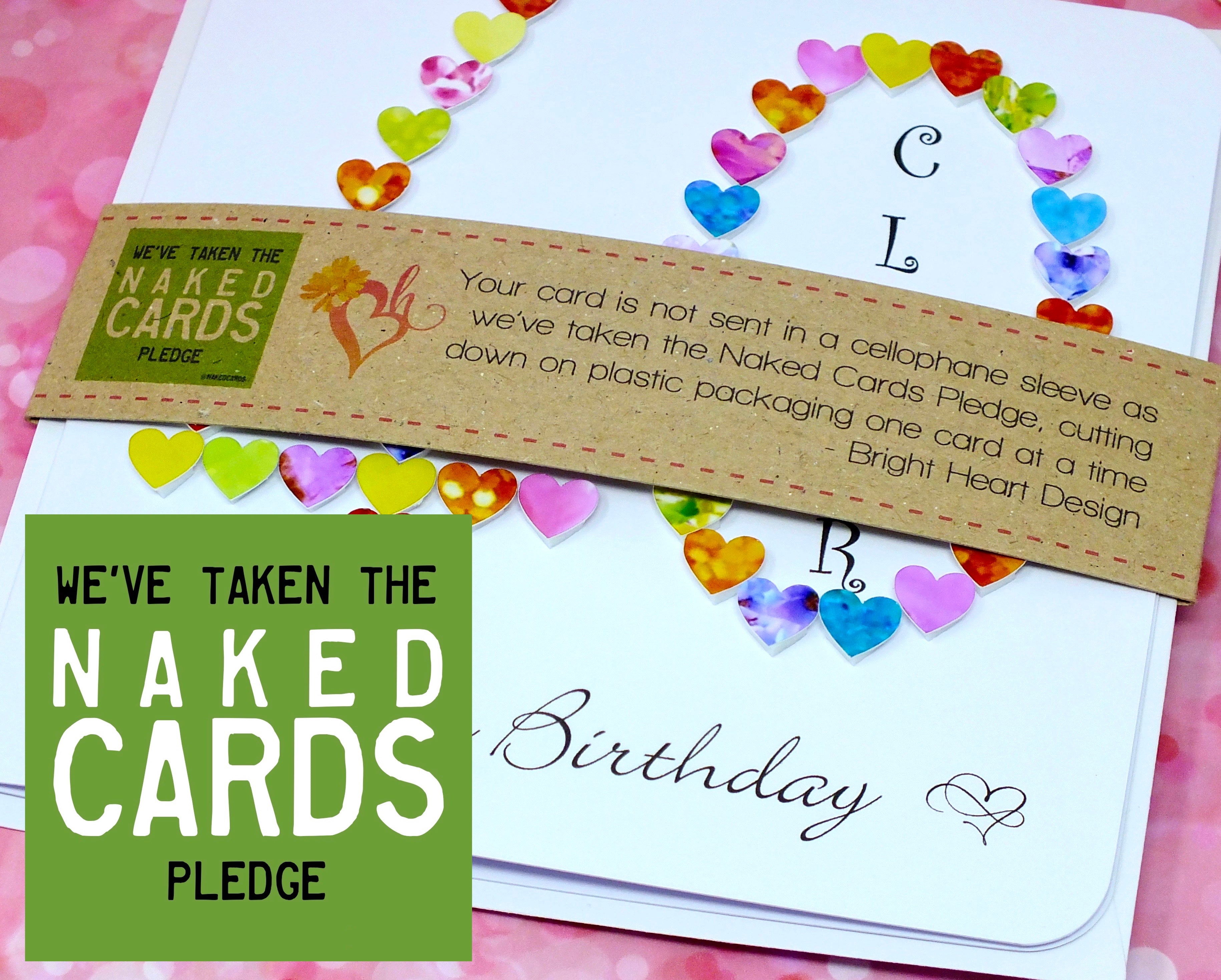 40th Birthday Card - Hearts, Personalised + Band