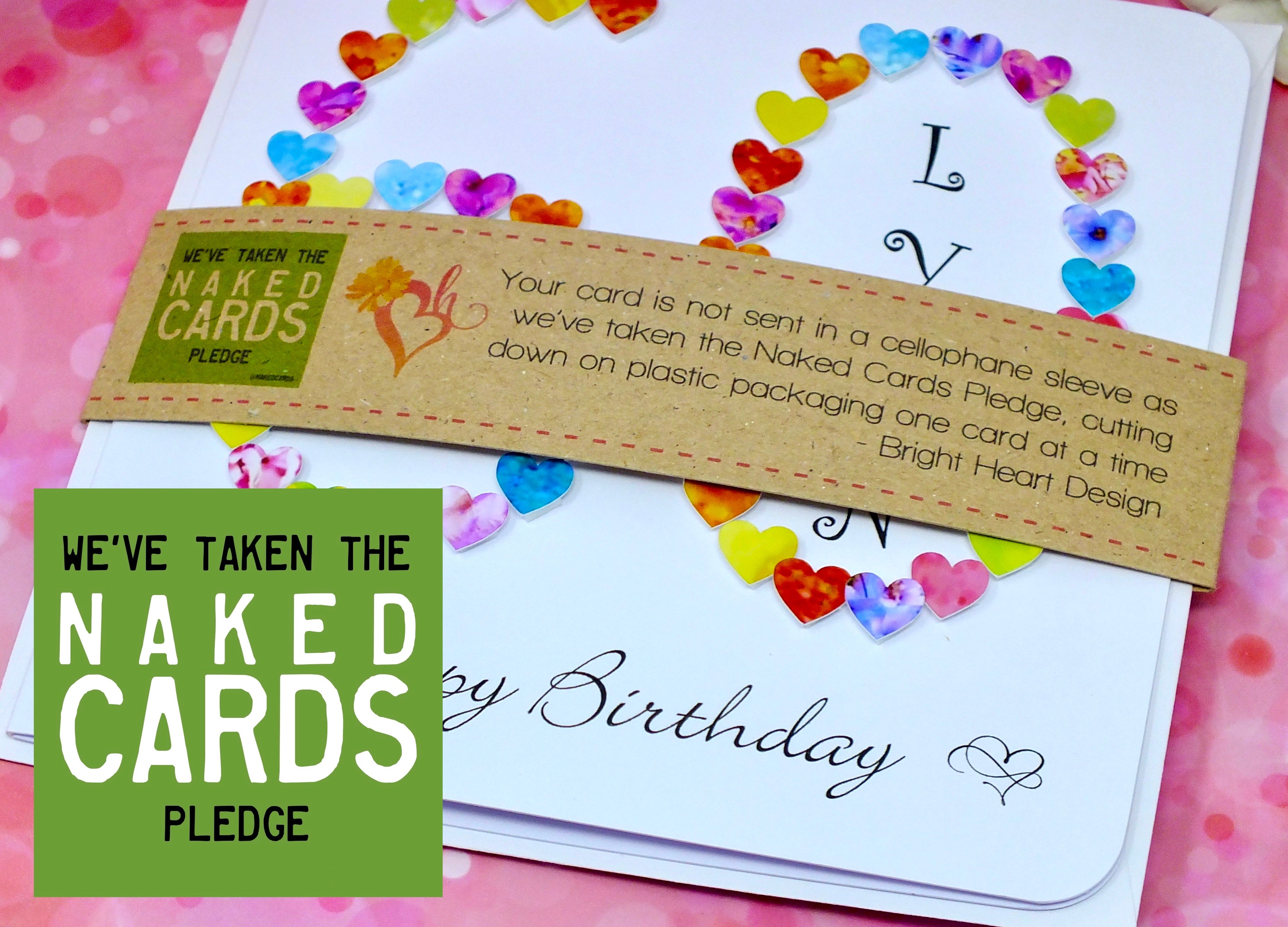 60th Birthday Card - Hearts, Personalised + Band