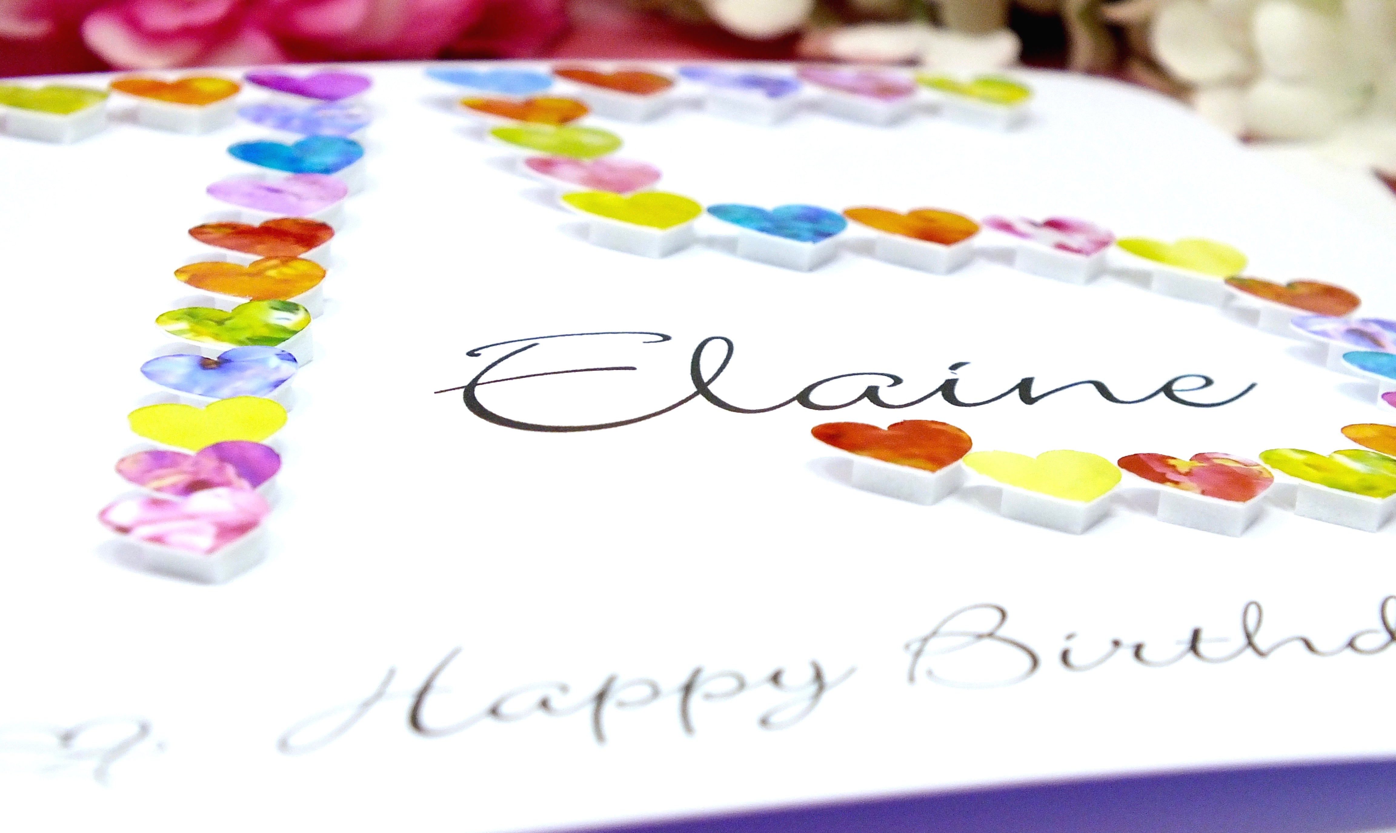 75th Birthday Card - Hearts, Personalised Close Up B