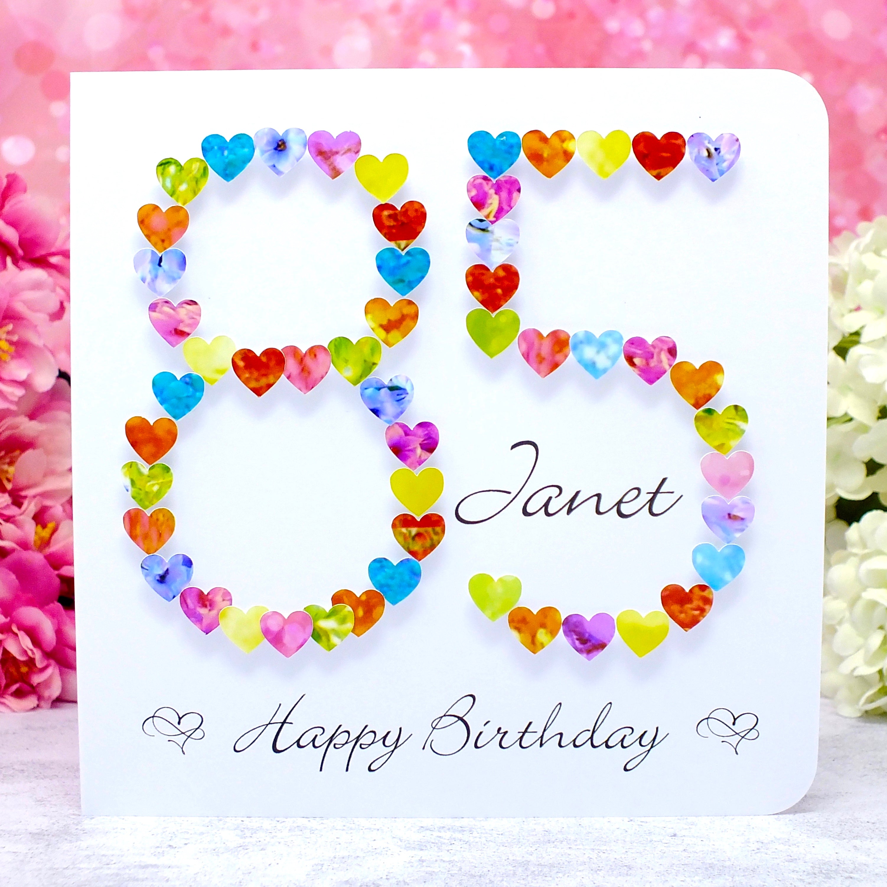 85th Birthday Card - Hearts, Personalised Main