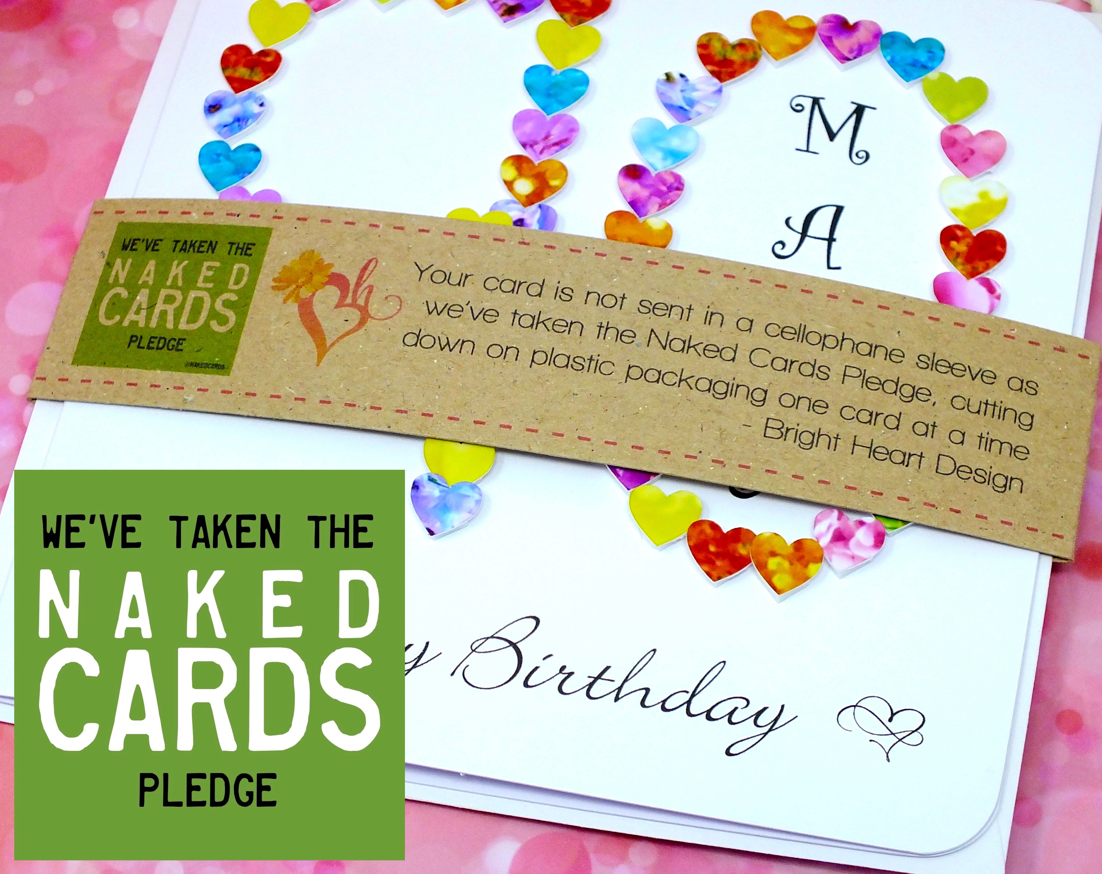 90th Birthday Card - Hearts, Personalised + Band