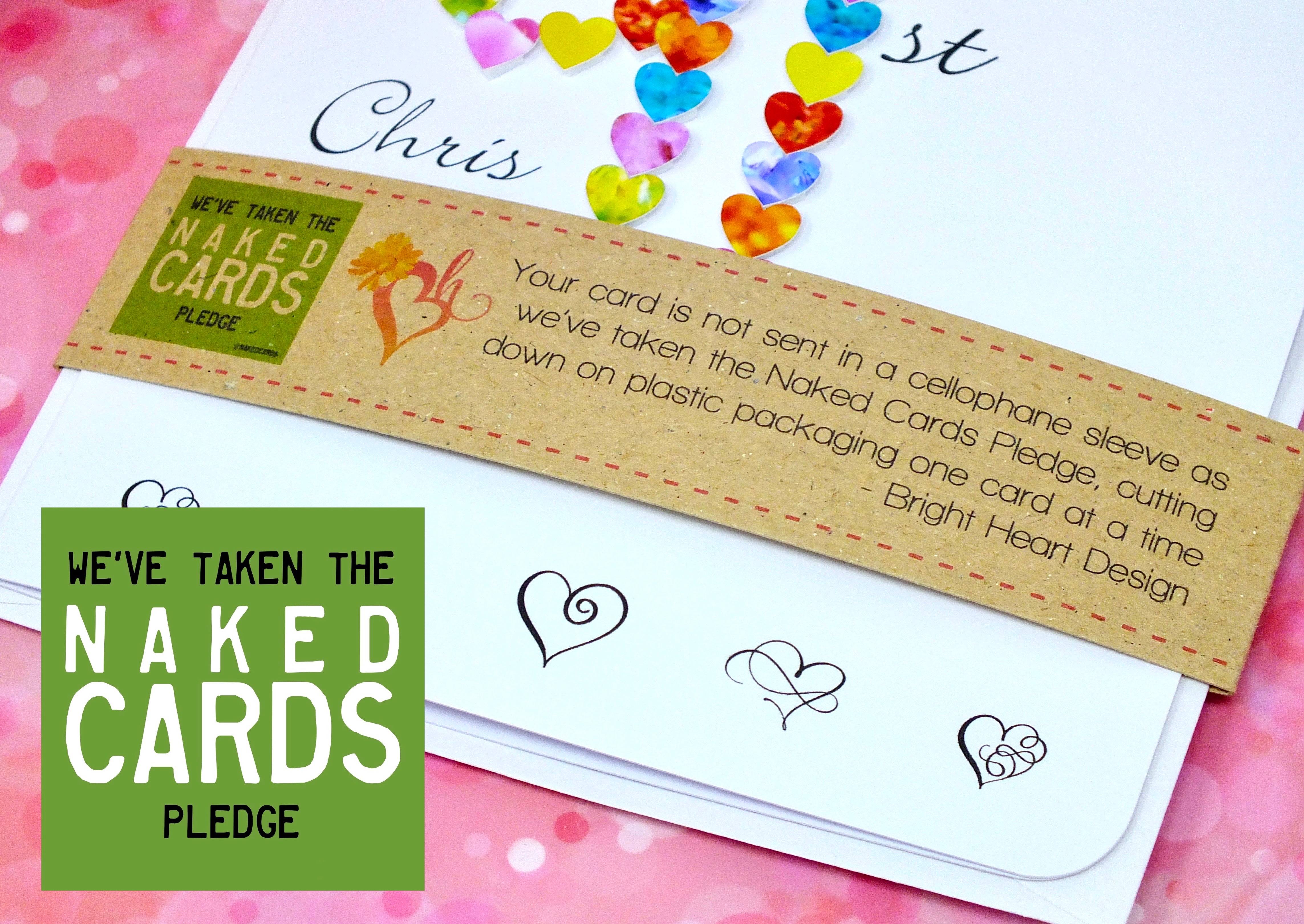 1st Wedding Anniversary Card - Hearts, Personalised + Band