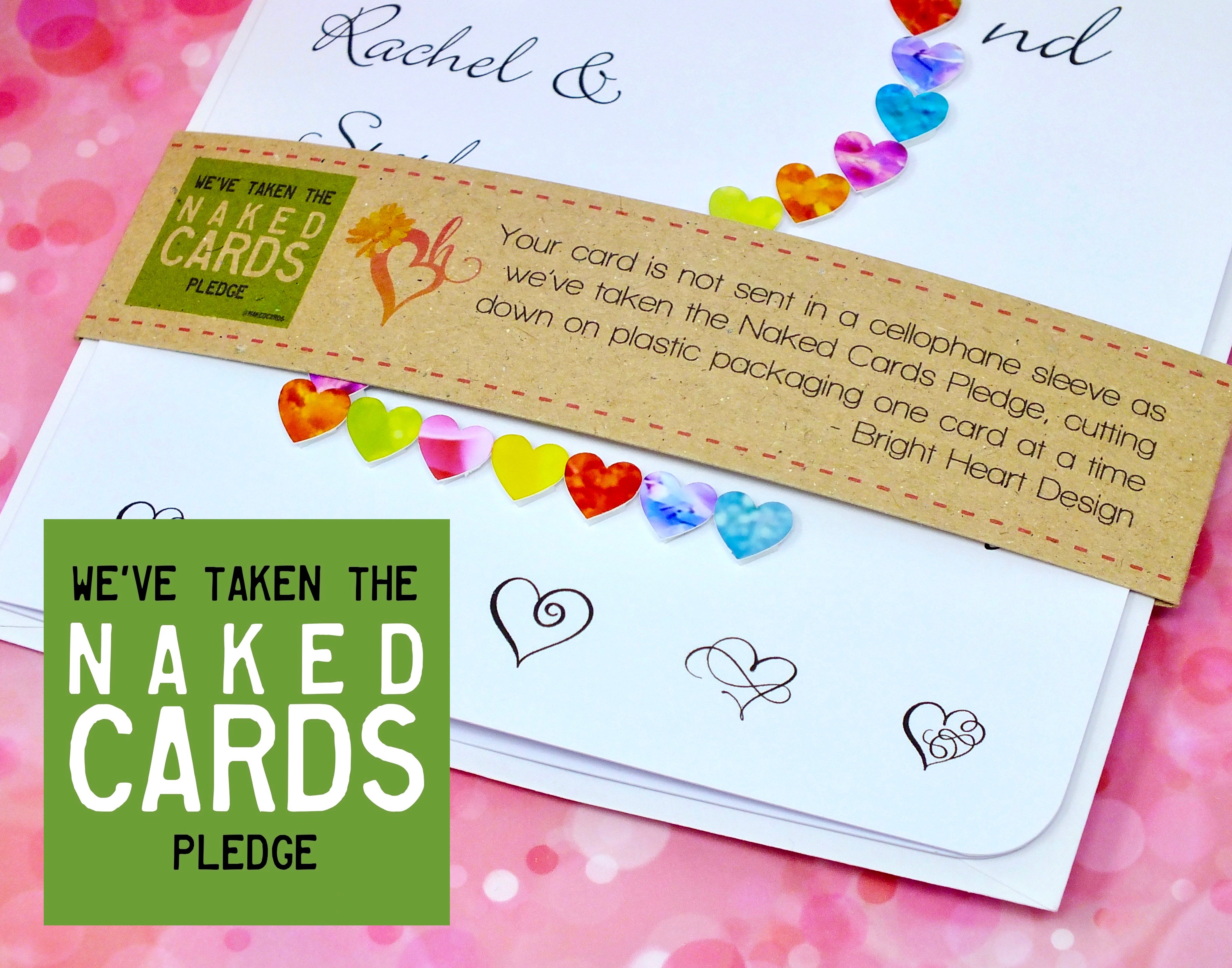 2nd Wedding Anniversary Card - Hearts, Personalised + Band