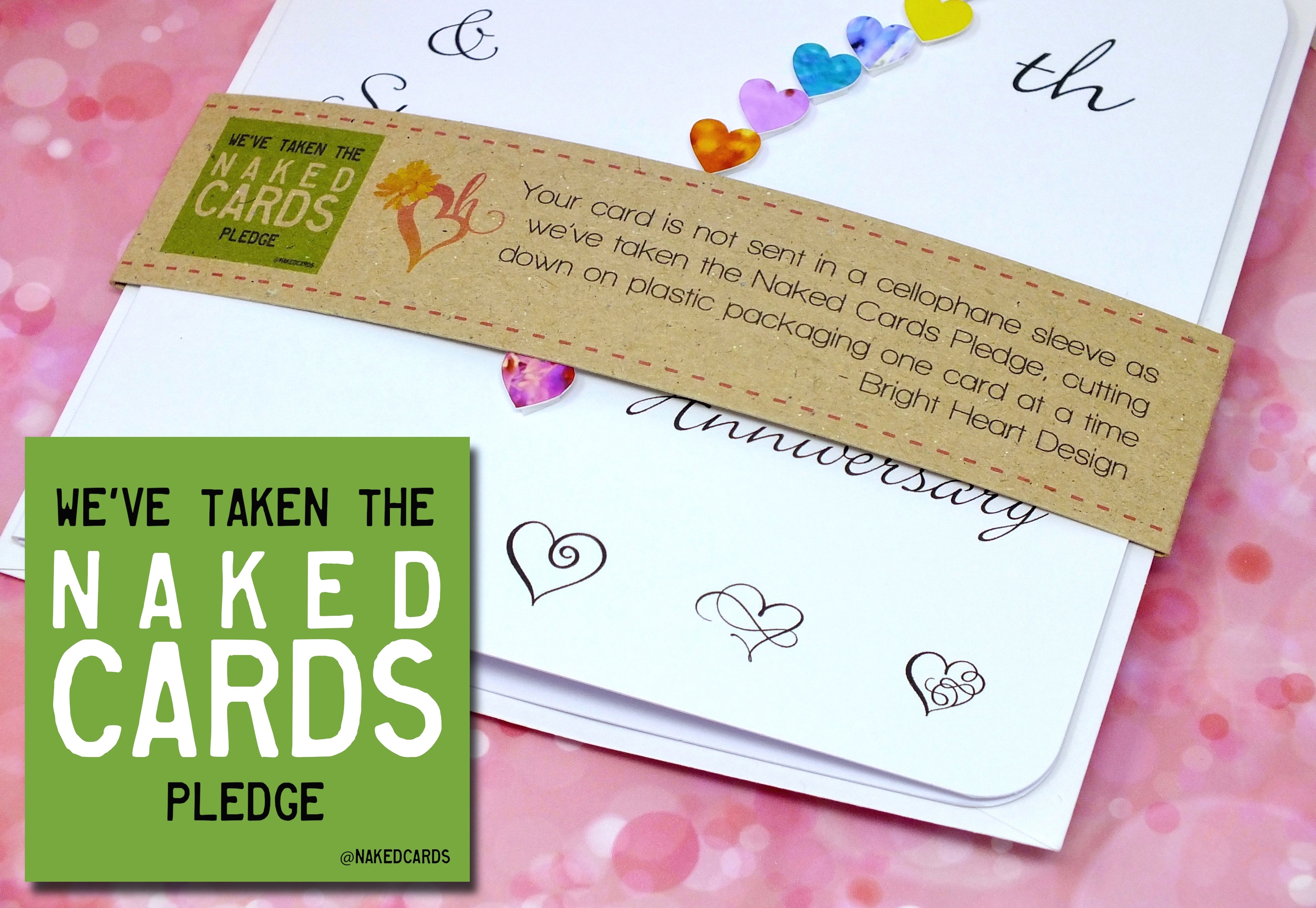 7th Wedding Anniversary Card - Hearts, Personalised + Band