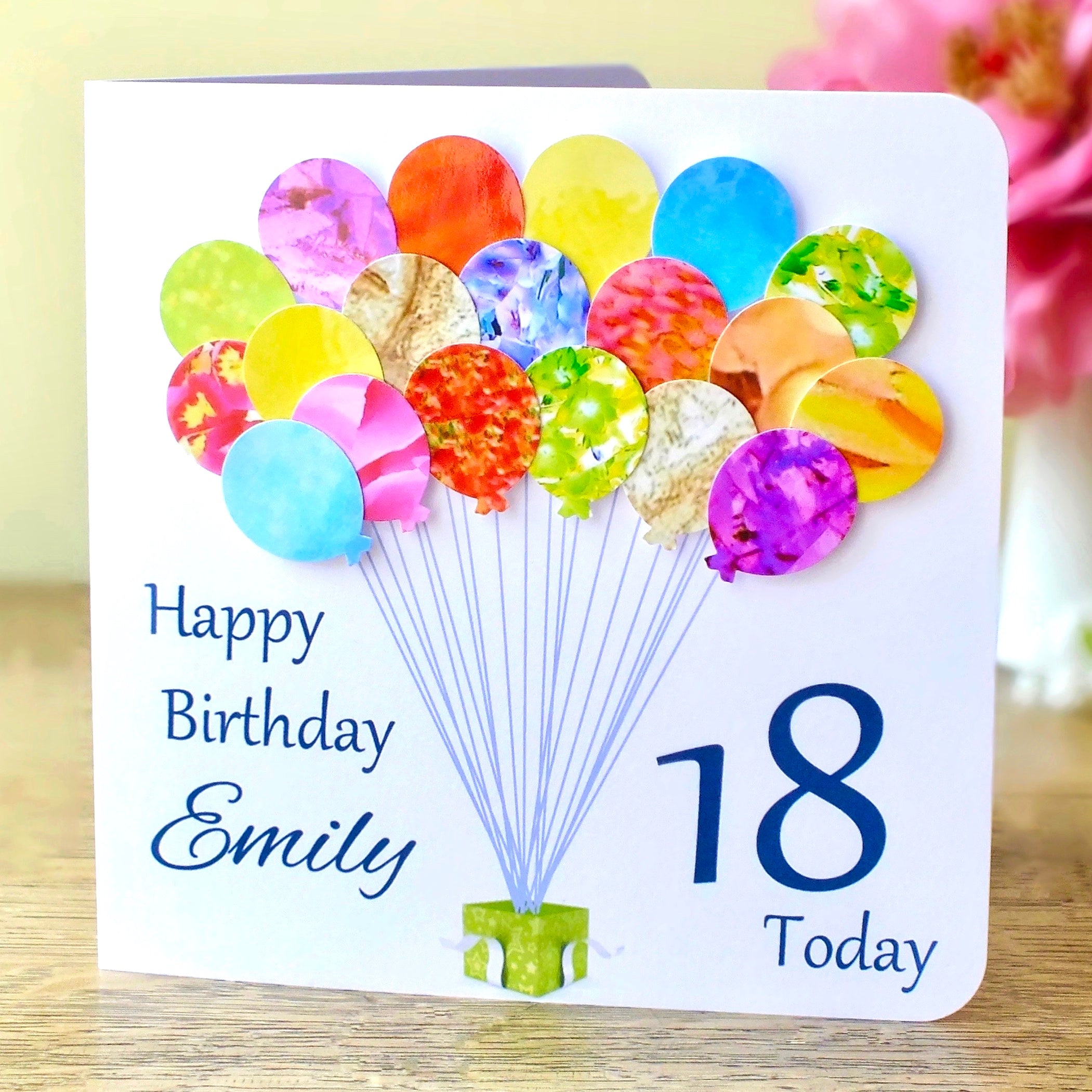 Personalized 18th Birthday Card with Vibrant Balloons - Handmade and Unique | Bright Heart Design