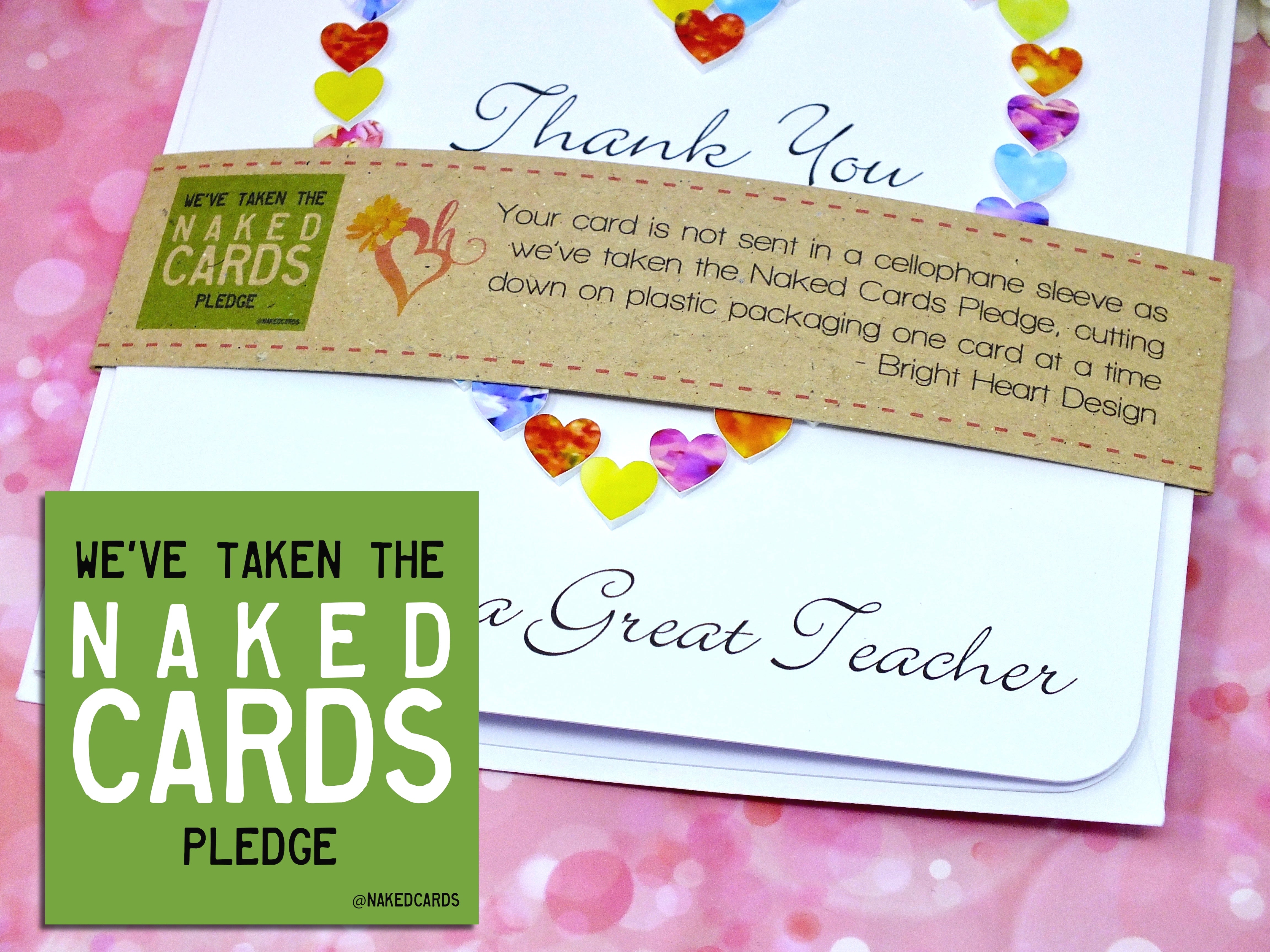 Thank You Teacher Card - Hearts, Personalised + Band