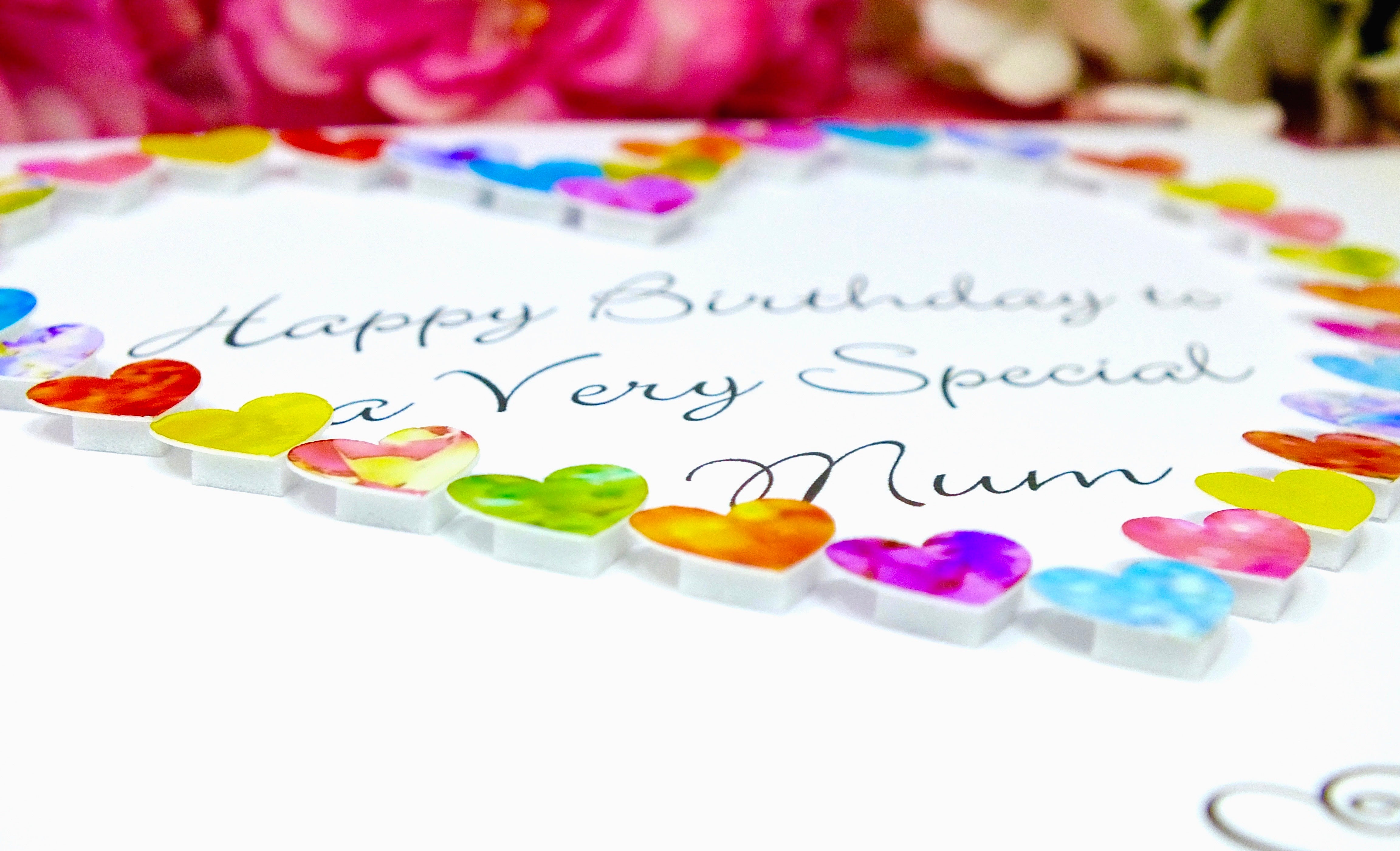 Birthday Card for a Very Special Mum - Hearts Close Up